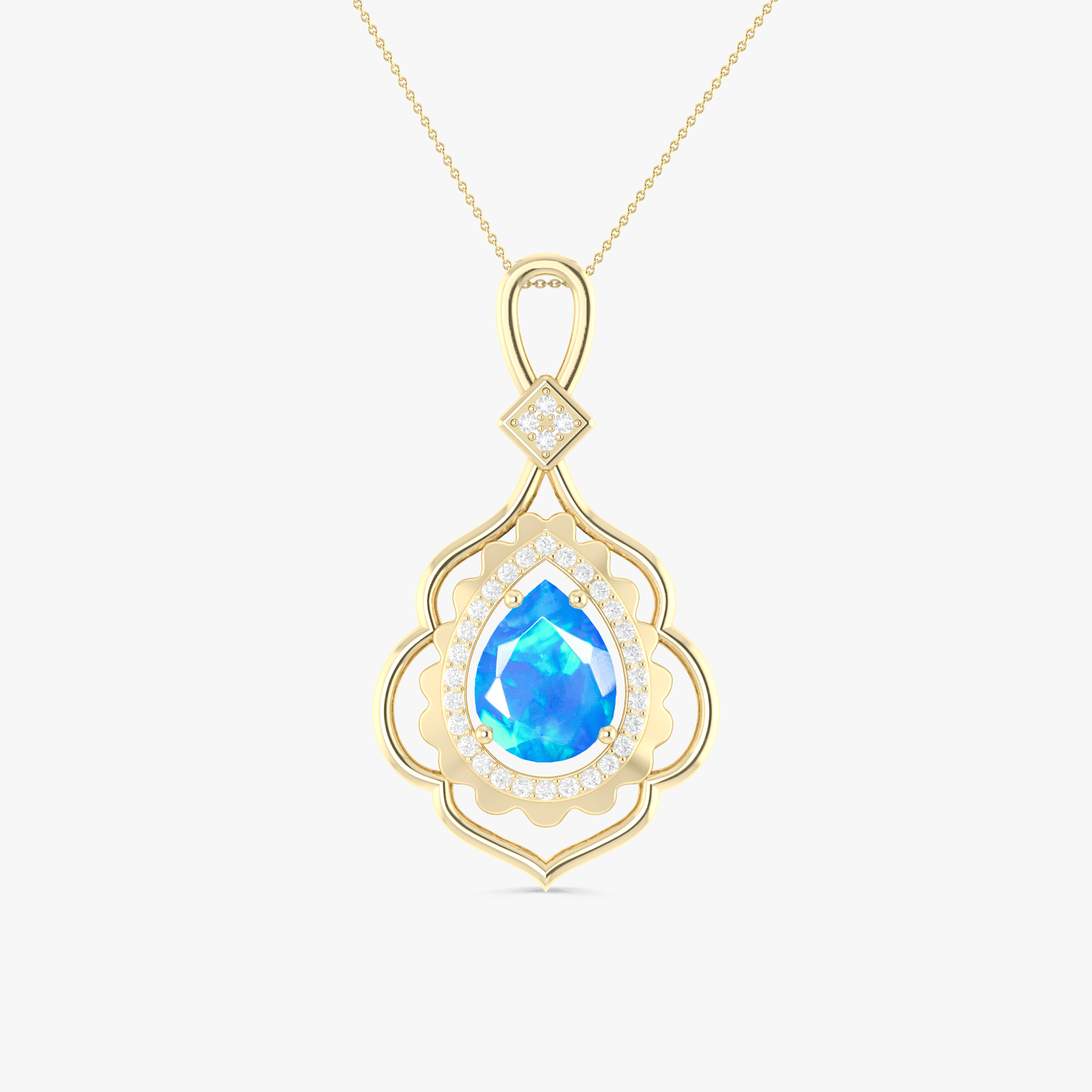 Pear Stone Natural Blue Opal Charm Pendant Necklace - Goodstone Jewels