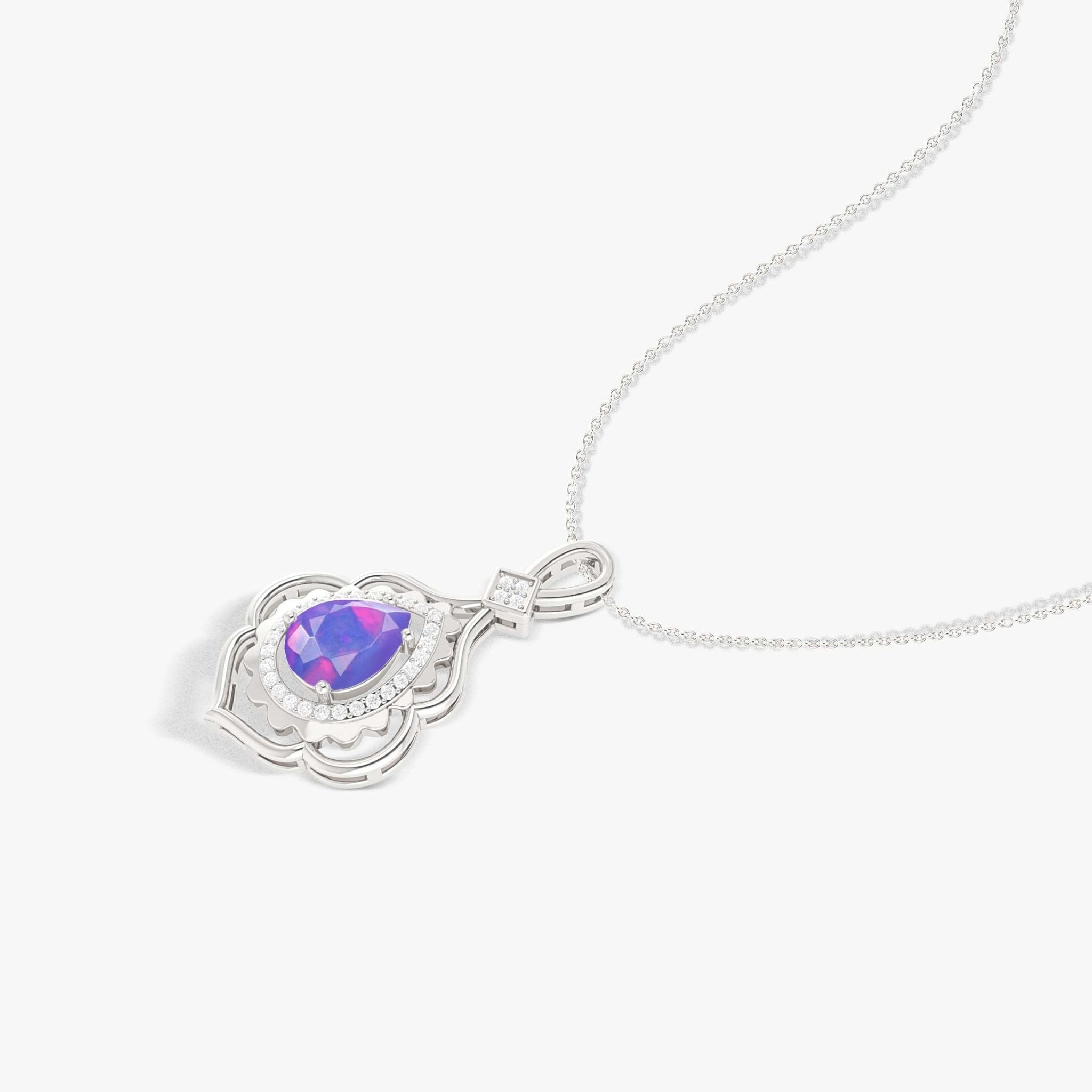 Pear Stone Natural Lavender Opal Charm Pendant Necklace - Goodstone Jewels