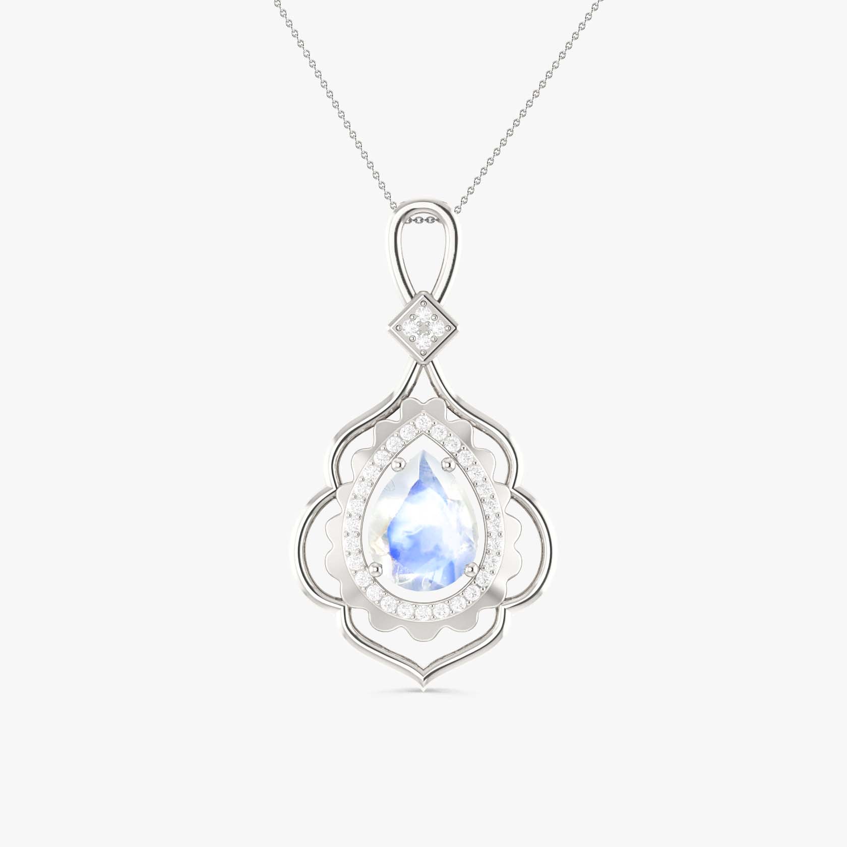 Pear Stone Natural Moonstone Charm Pendant Necklace - Goodstone Jewels
