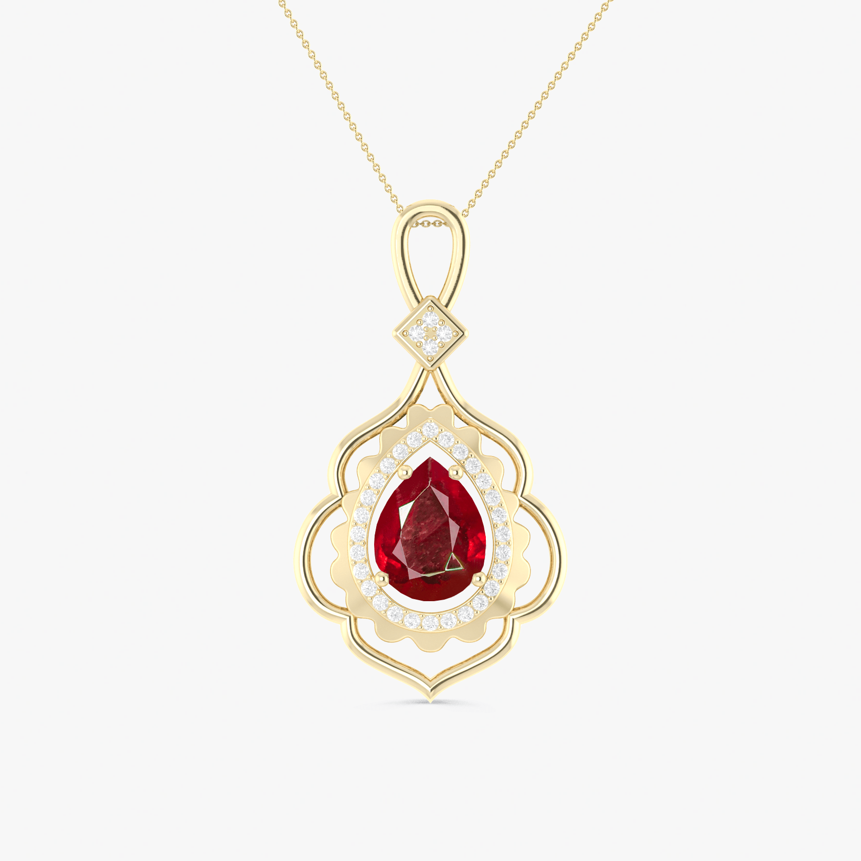 Pear Stone Natural Ruby Charm Pendant Necklace - Goodstone Jewels