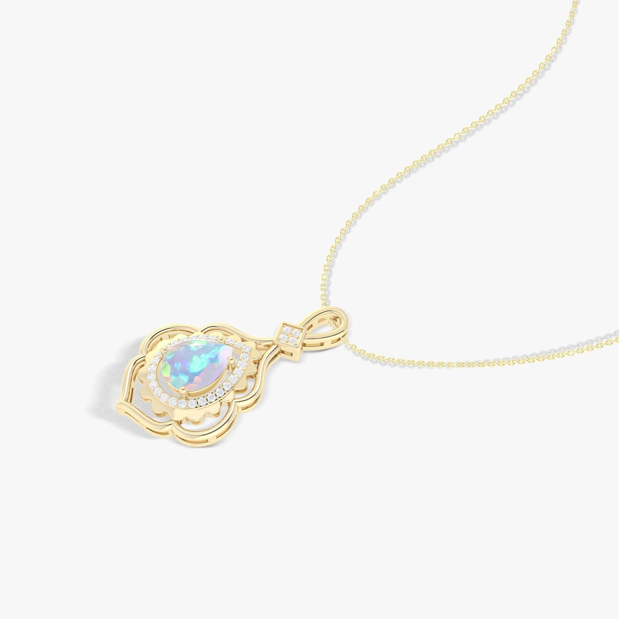Pear Stone Natural White Opal Charm Pendant Necklace - Goodstone Jewels