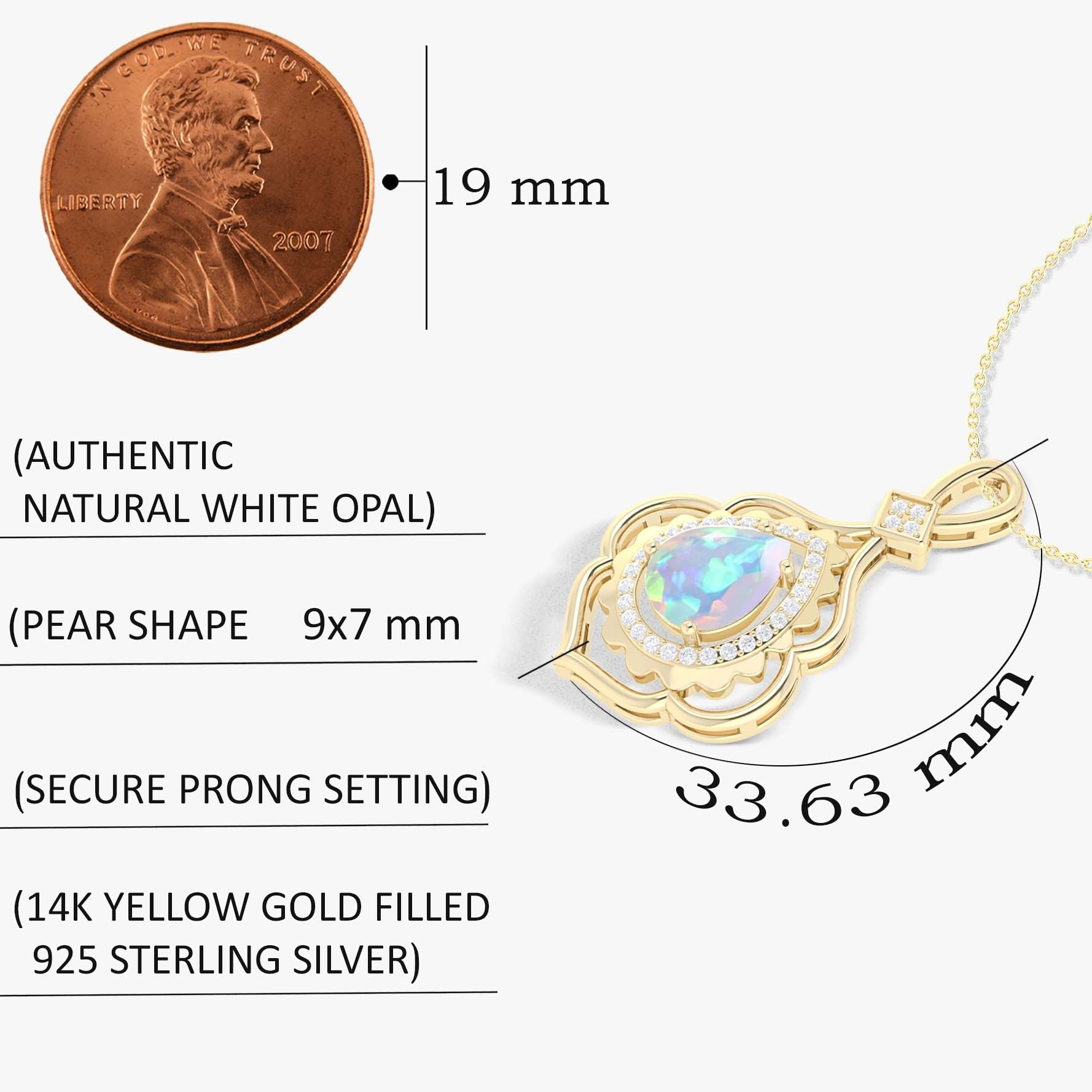 Pear Stone Natural White Opal Charm Pendant Necklace - Goodstone Jewels