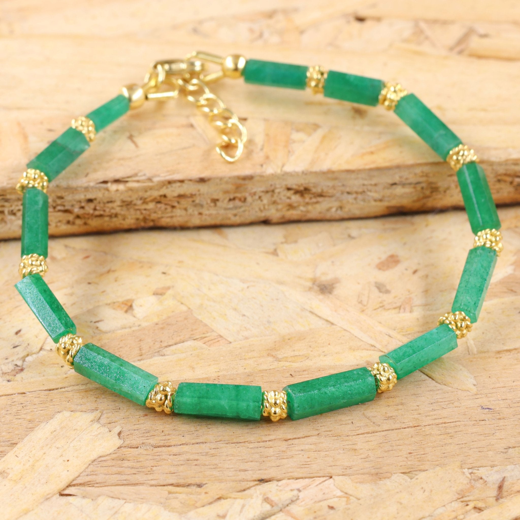 Pencil Separator Natural Emerald Beaded Bracelet - Goodstone Jewels