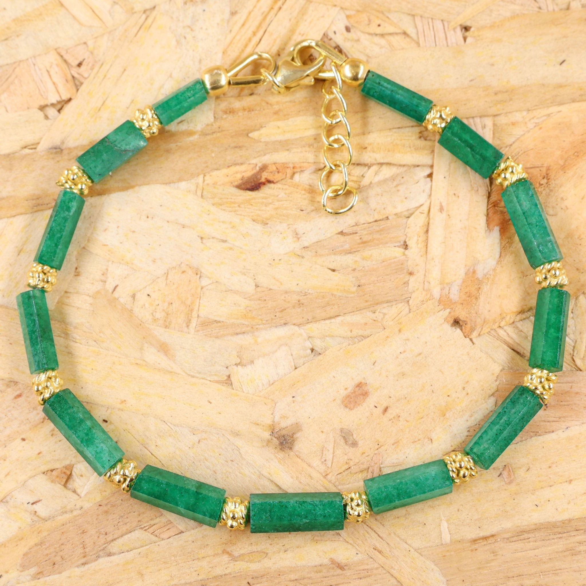 Pencil Separator Natural Emerald Beaded Bracelet - Goodstone Jewels