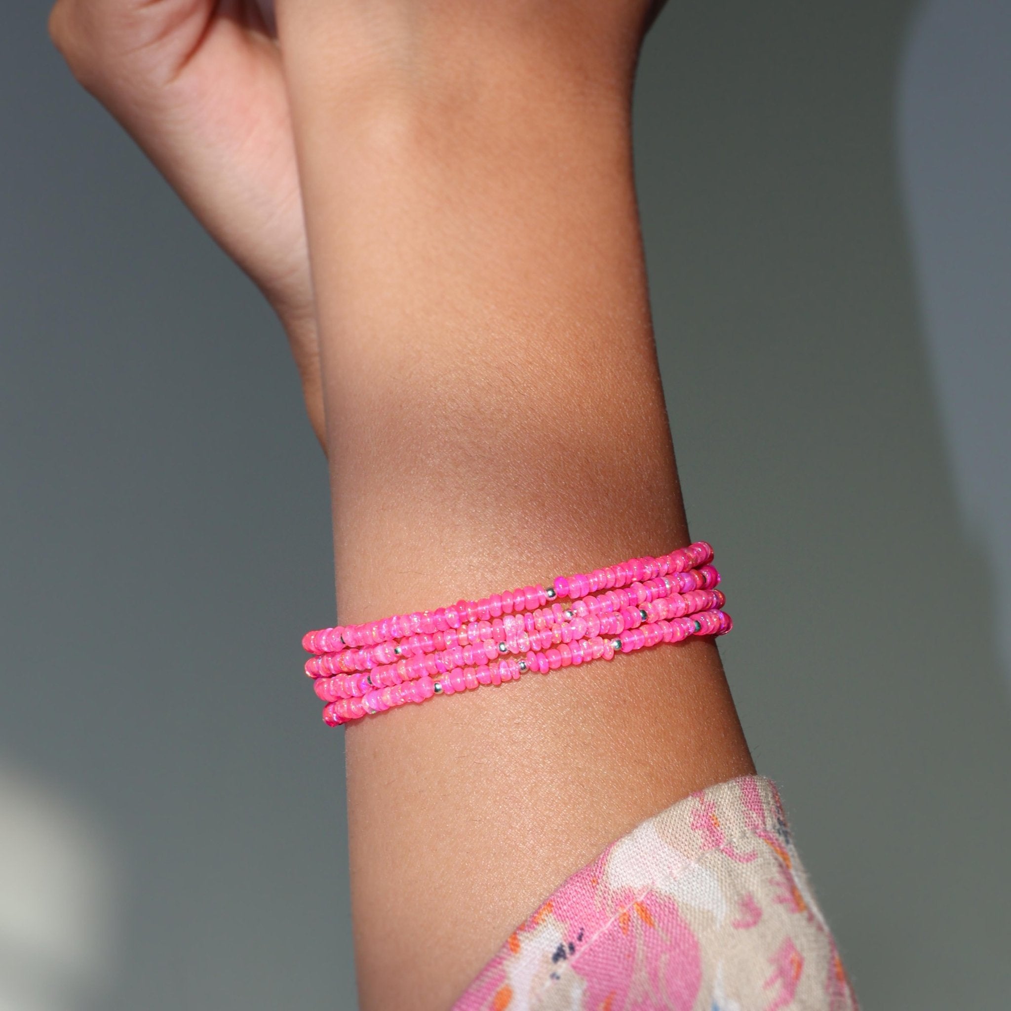 Pink Opal Beads Four Strand Handmade Bracelet - Goodstone Jewels