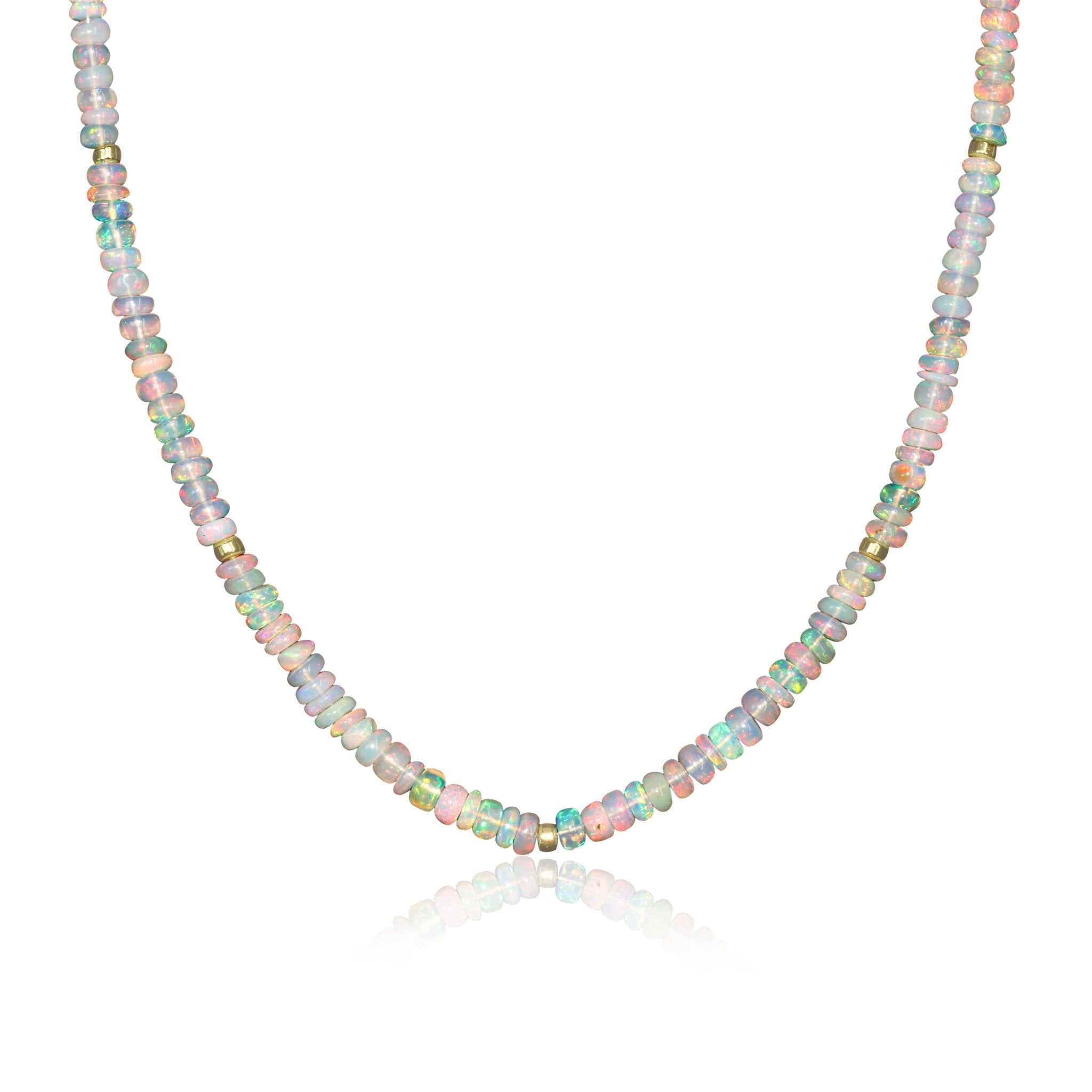 Plain Beads With Separator Beaded Necklace Natural White Opal - Goodstone Jewels