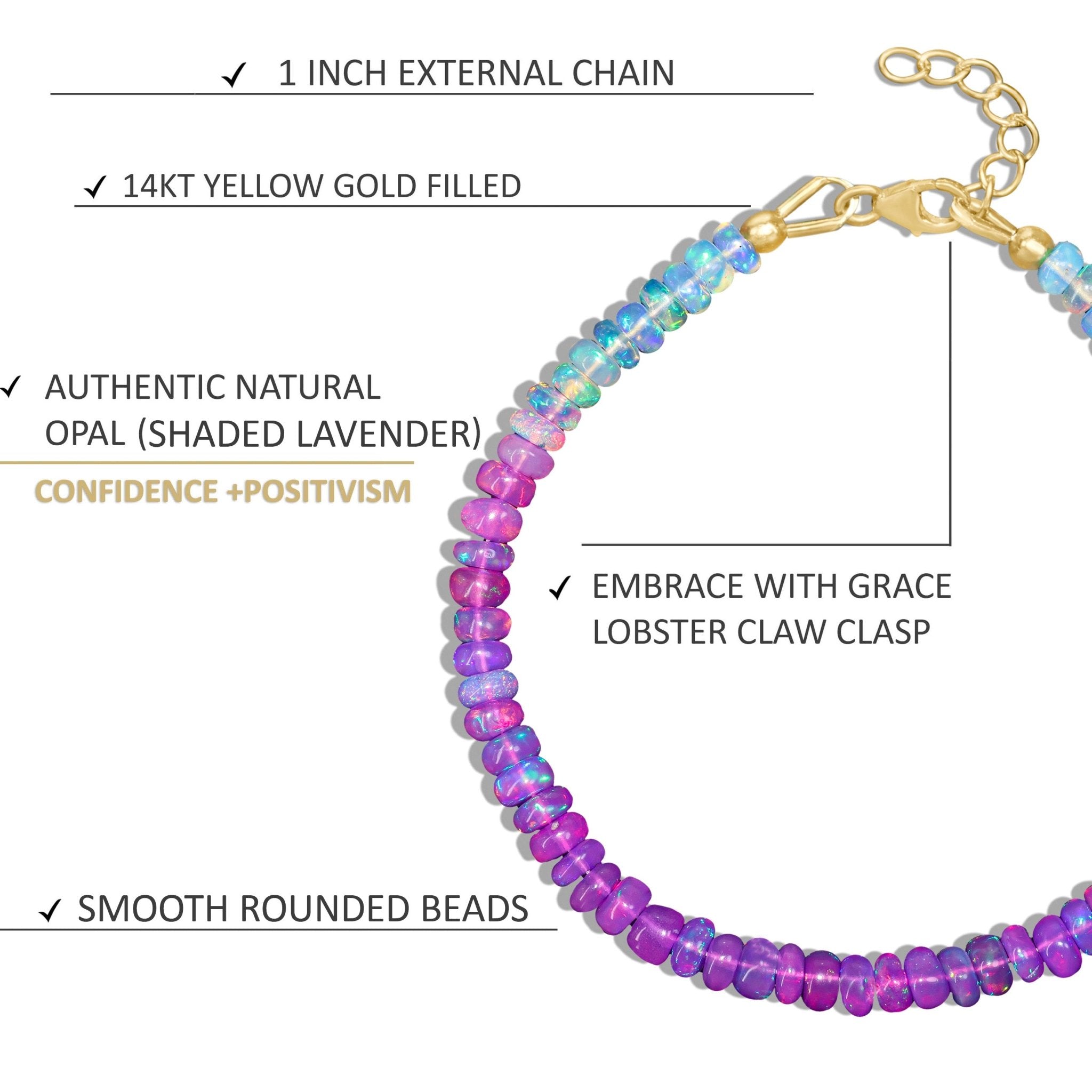 Purple Opal Plain Shaded Beaded Bracelet Natural Birthstone - Goodstone Jewels