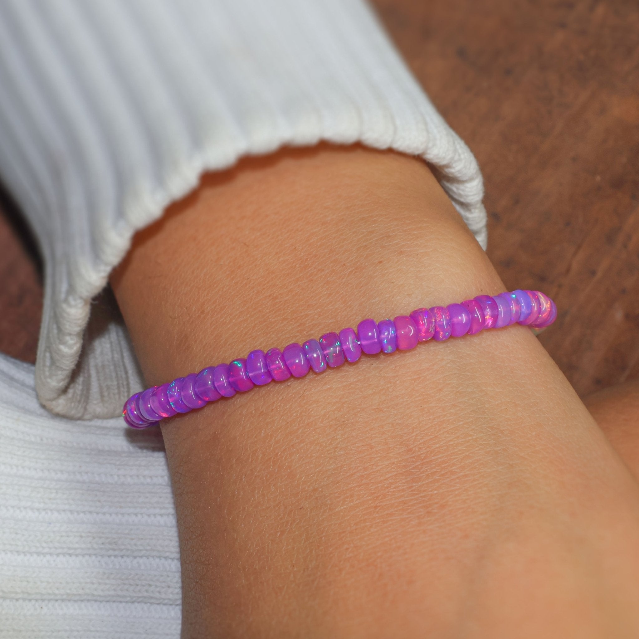 Purple Opal Plain Shaded Beaded Bracelet Natural Birthstone - Goodstone Jewels