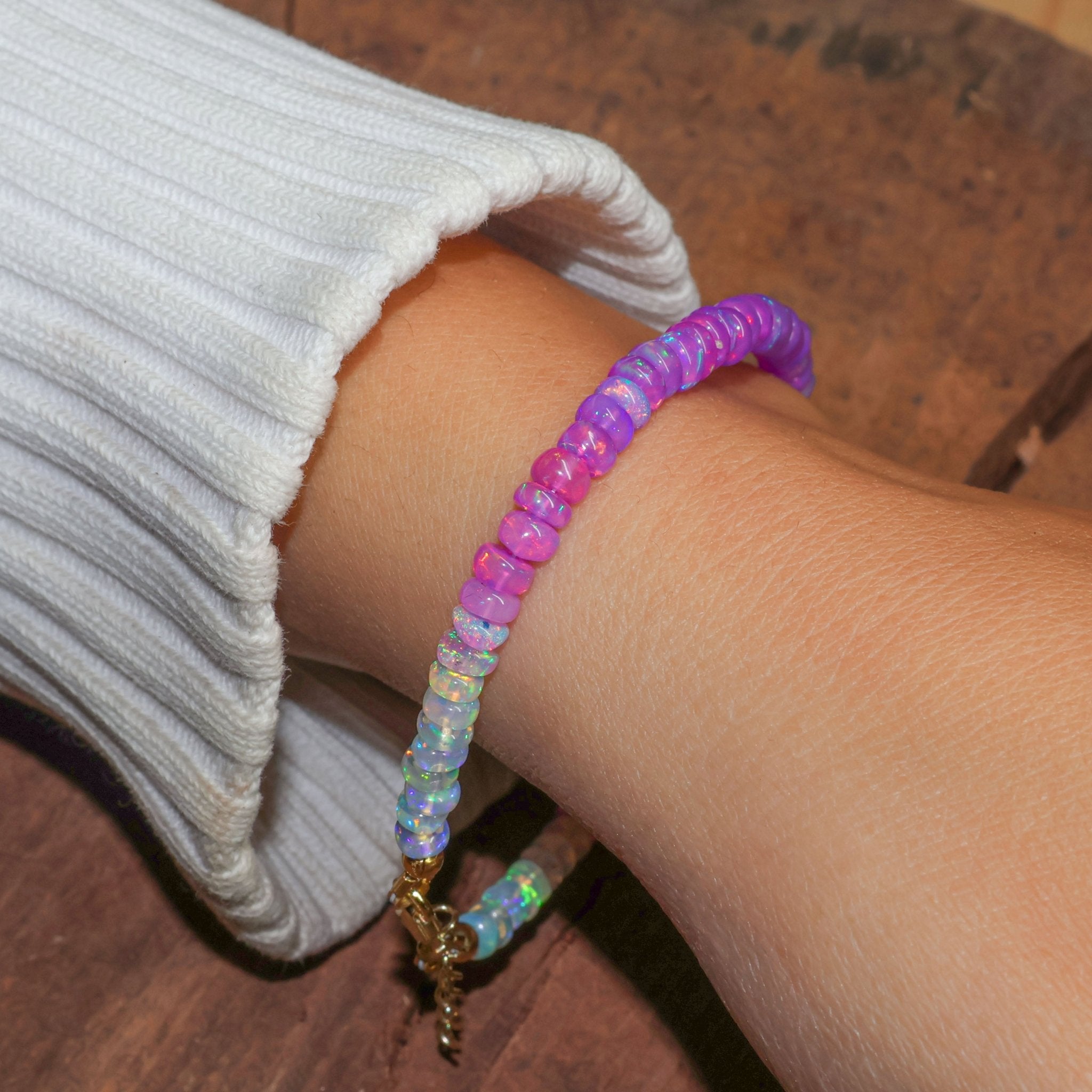 Purple Opal Plain Shaded Beaded Bracelet Natural Birthstone - Goodstone Jewels