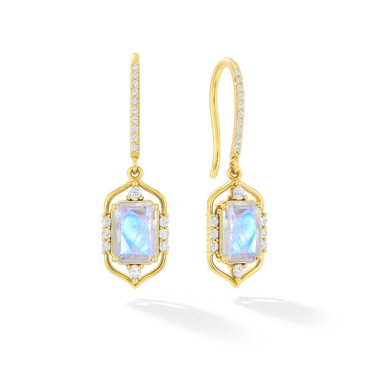 Rainbow Moonstone Drop and Dangle Silver Earrings - Goodstone Jewels