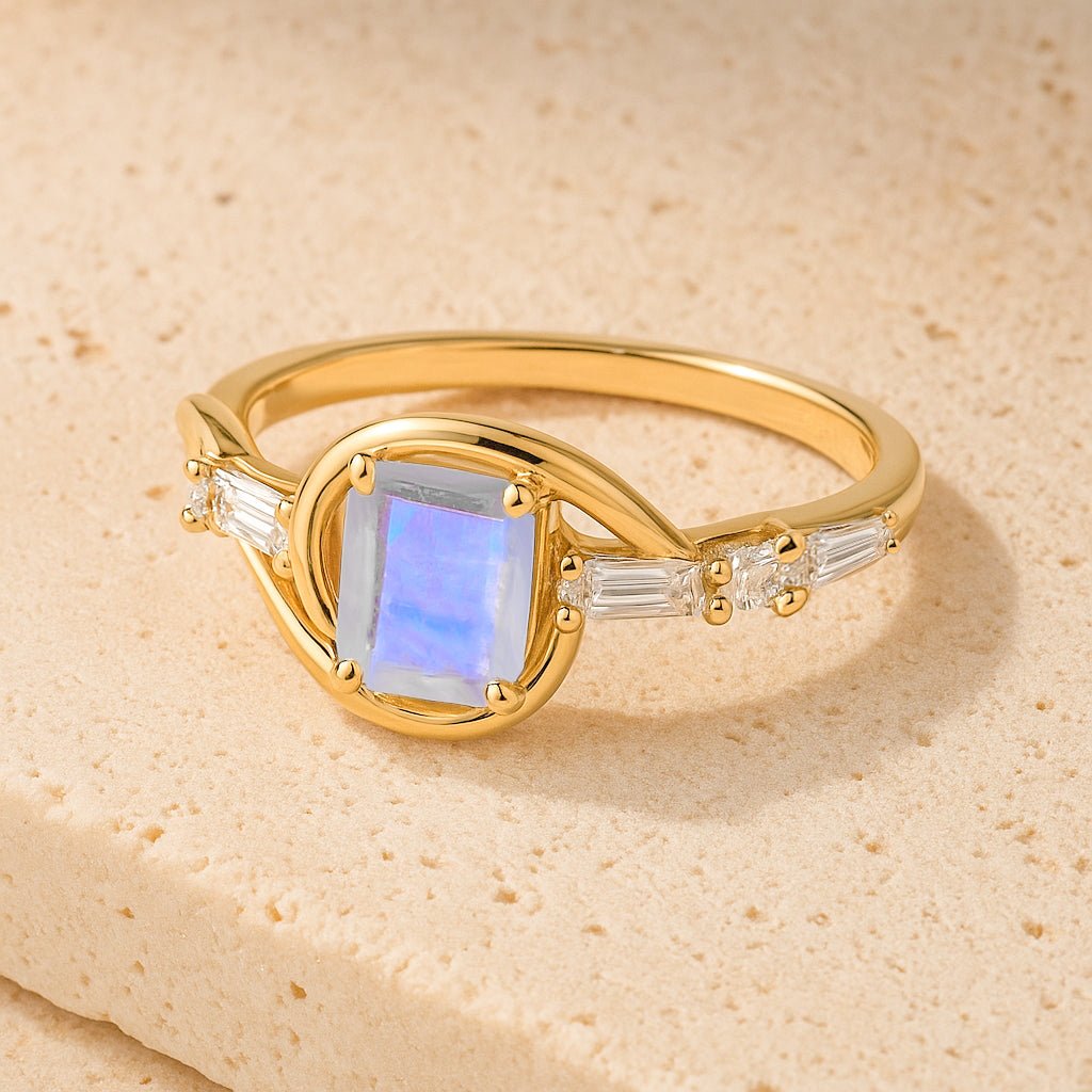 Rainbow Moonstone Gemstone Statement Ring for Women - Goodstone Jewels
