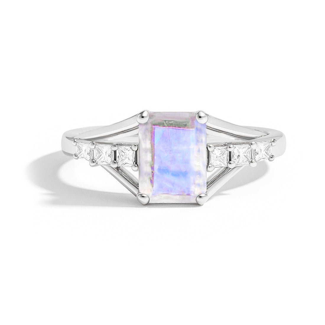 Rainbow Moonstone Octagon Gemstone Statement Ring - Goodstone Jewels
