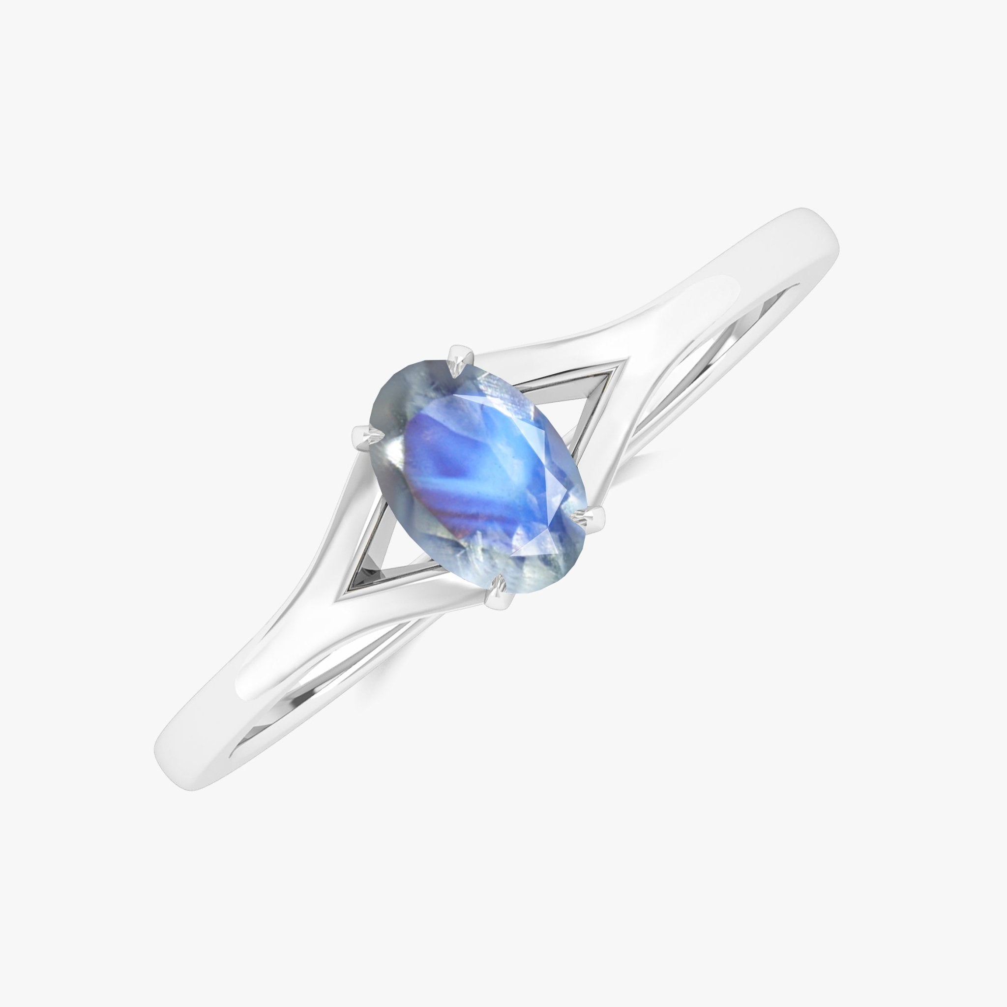 Rainbow Moonstone Oval Faceted Gemstone Ring - Goodstone Jewels