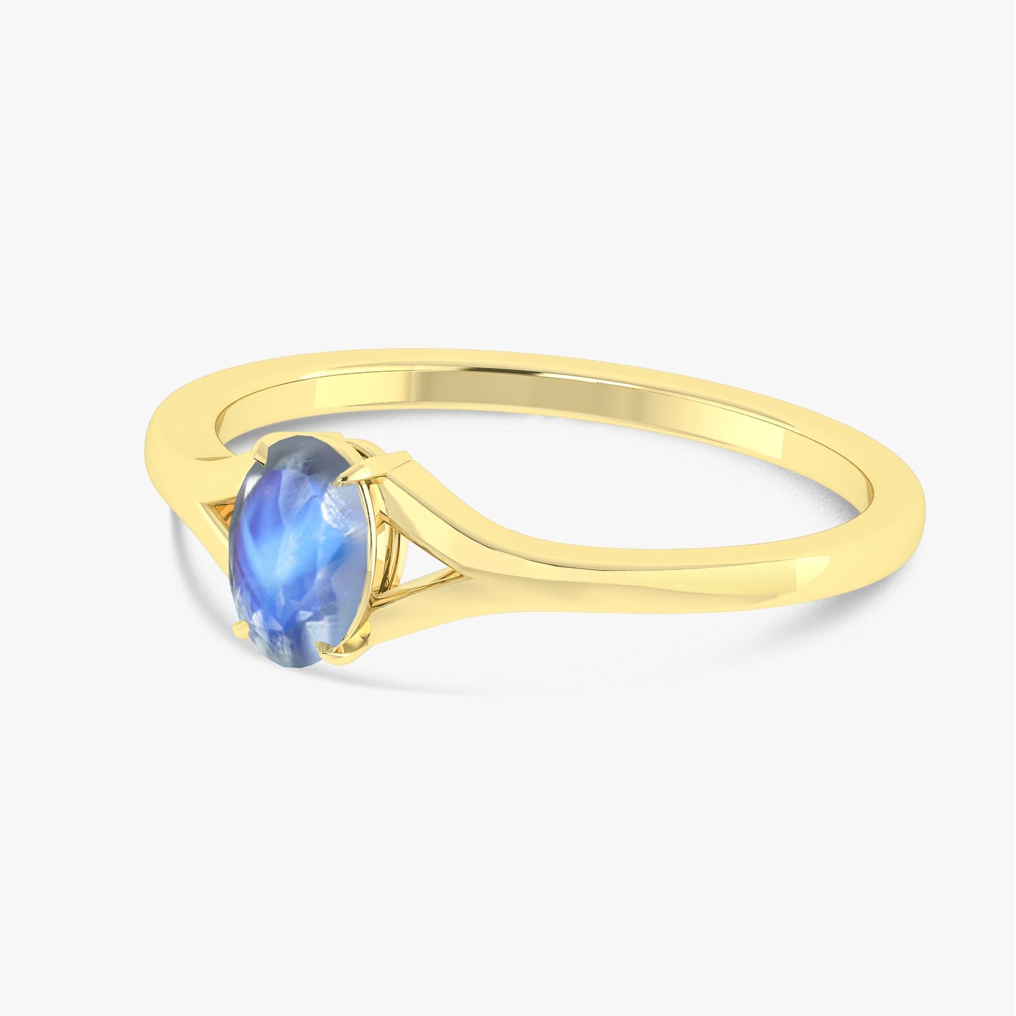 Rainbow Moonstone Oval Faceted Gemstone Ring - Goodstone Jewels