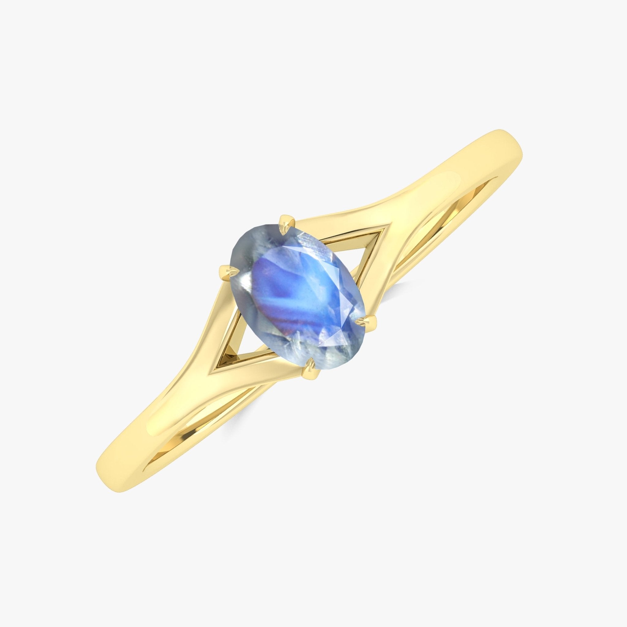 Rainbow Moonstone Oval Faceted Gemstone Ring - Goodstone Jewels