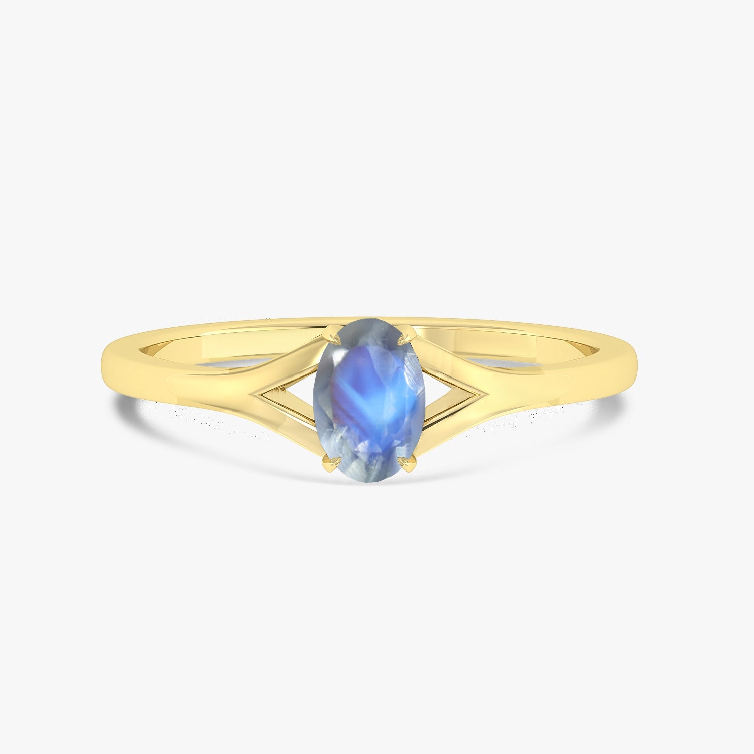 Rainbow Moonstone Oval Faceted Gemstone Ring - Goodstone Jewels