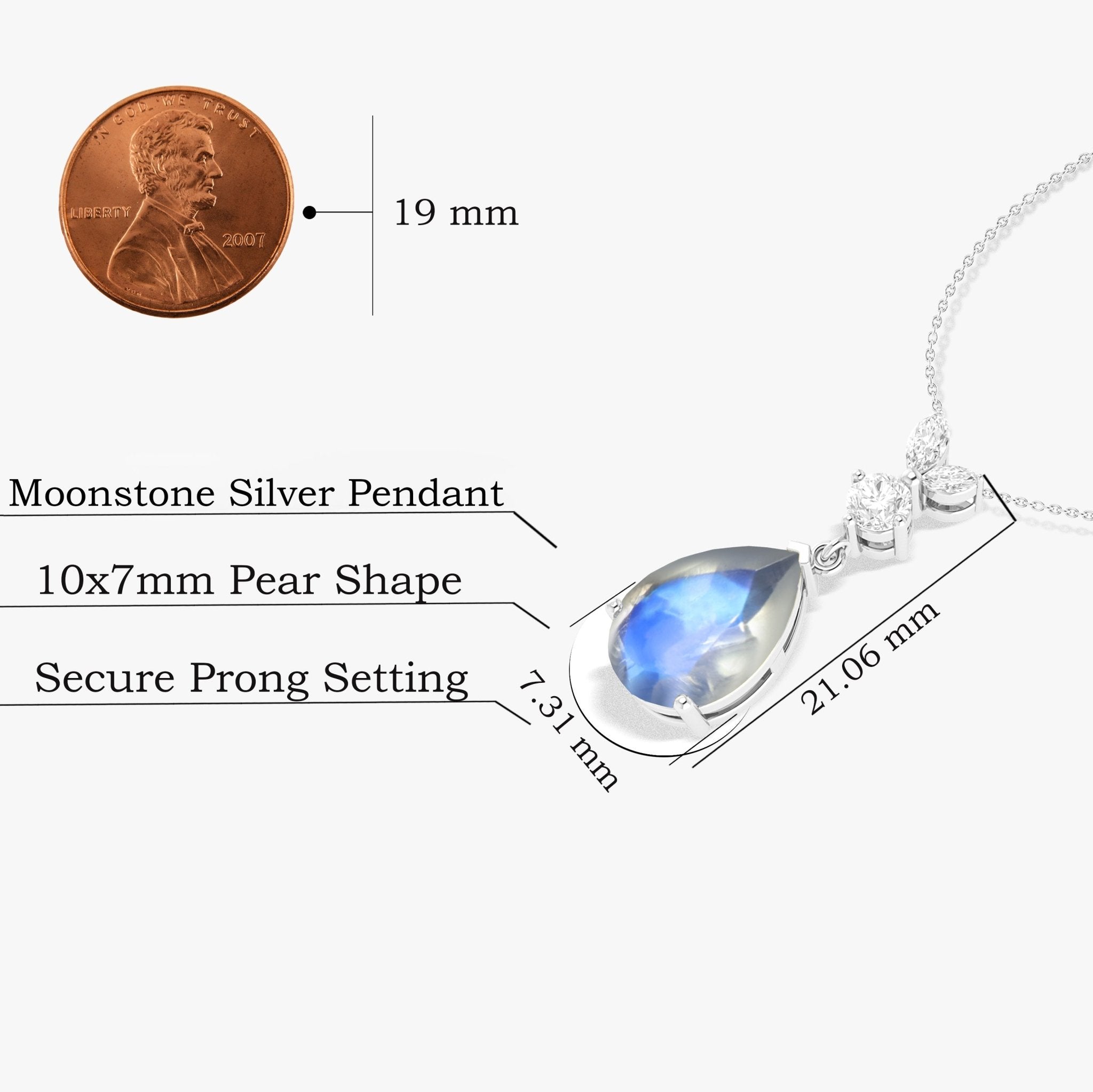 Rainbow Moonstone Pear Gemstone Pendant - Goodstone Jewels