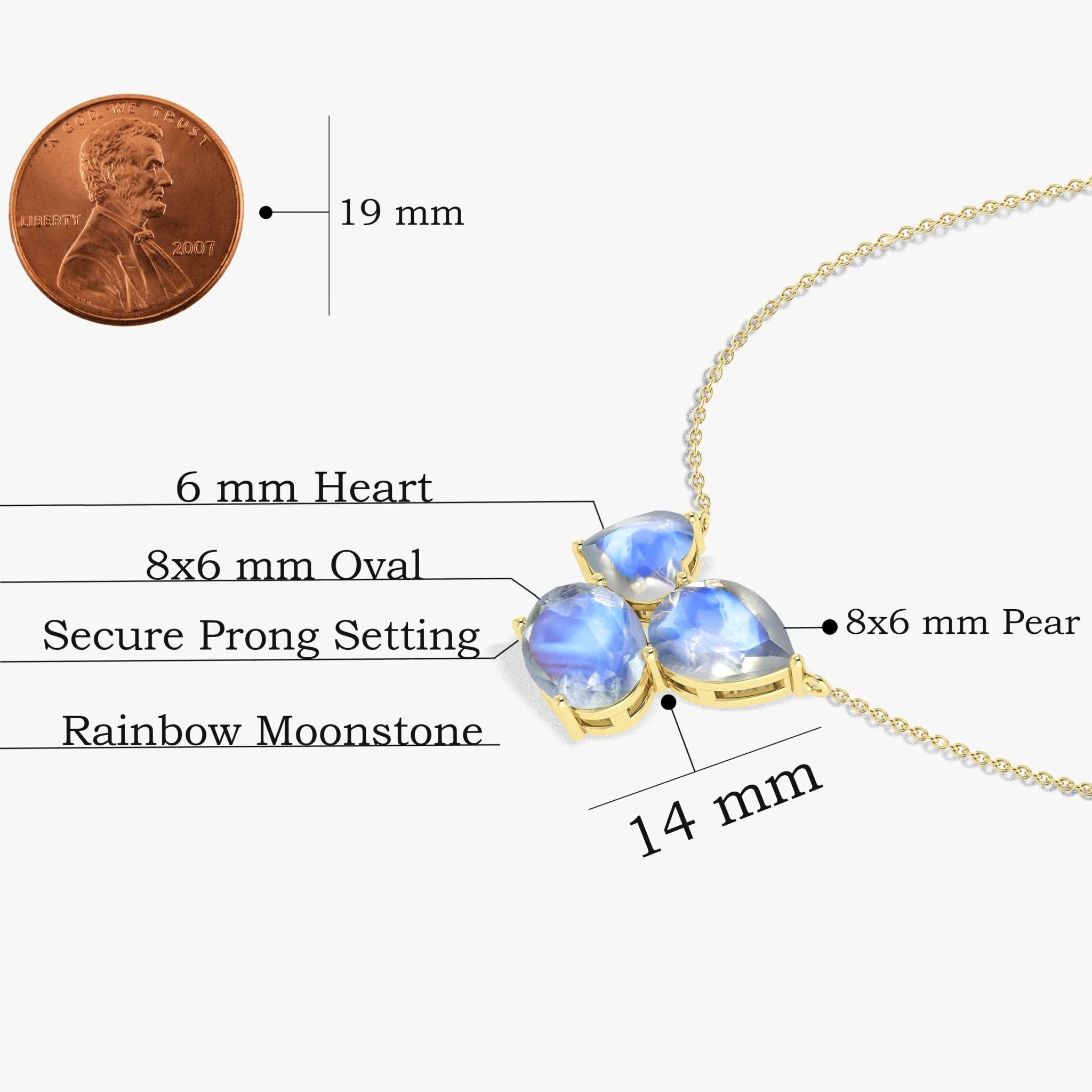 Rainbow Moonstone Three Stone Pendant Jewelry - Goodstone Jewels
