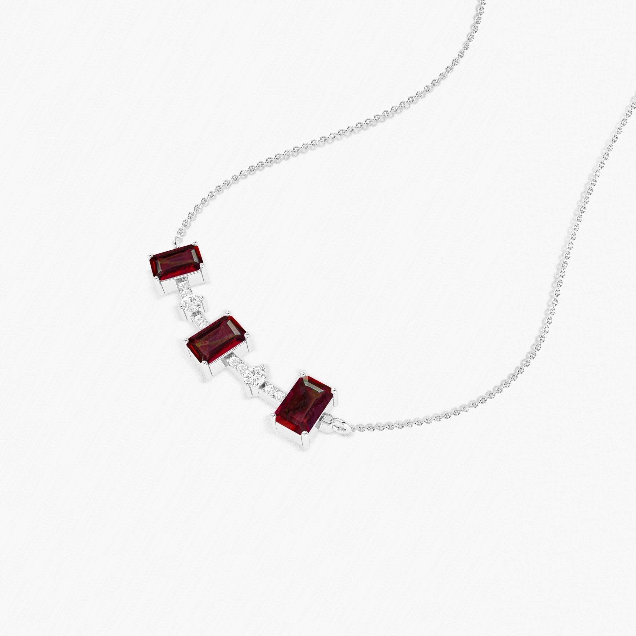 Red Ruby Baguette Gemstone Bar Pendant - Goodstone Jewels