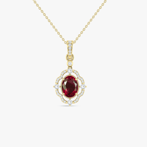 Red Ruby Gemstone Charm Pendant