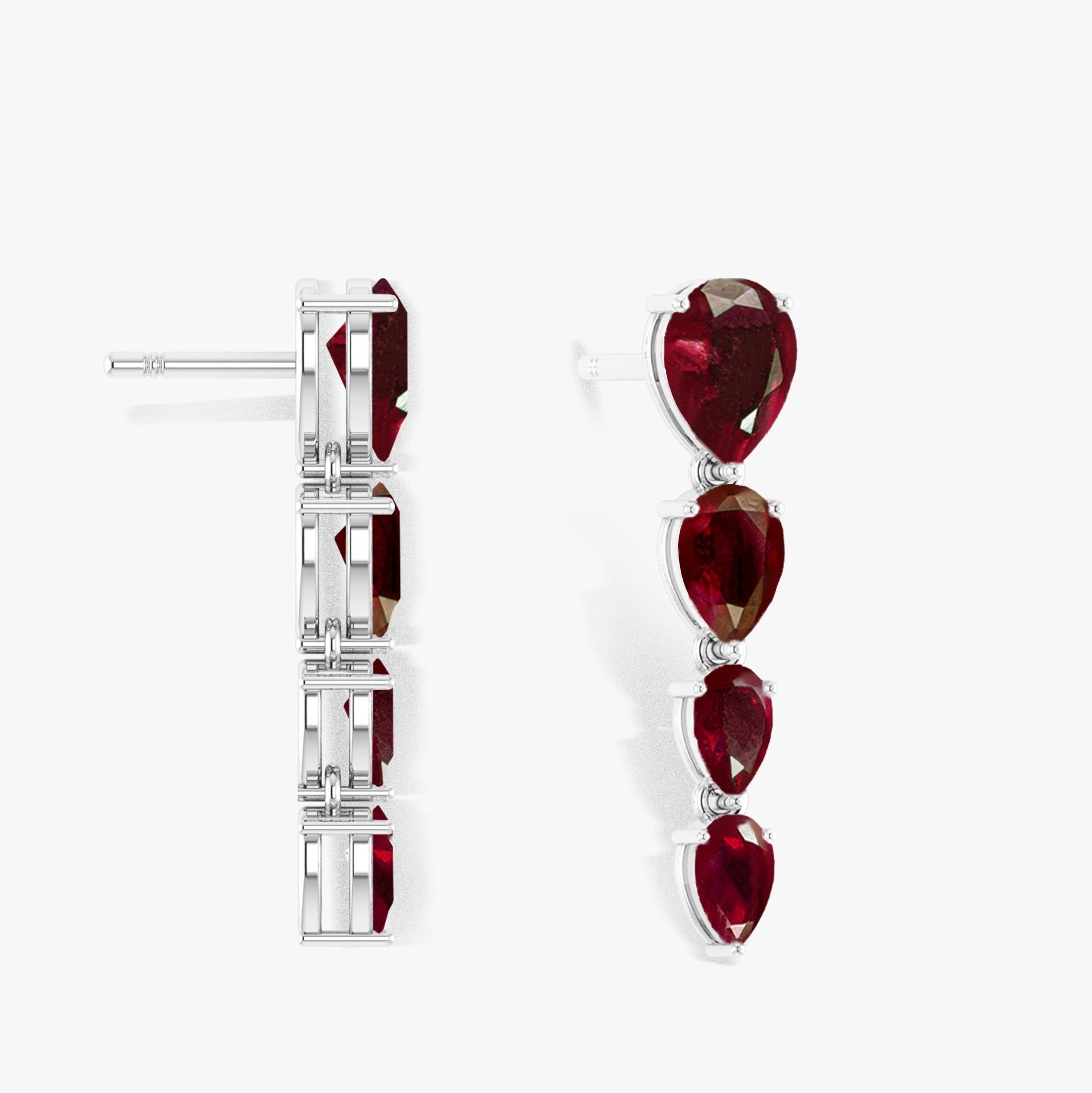 Red Ruby Gemstone Pear Drop Earrings - Goodstone Jewels