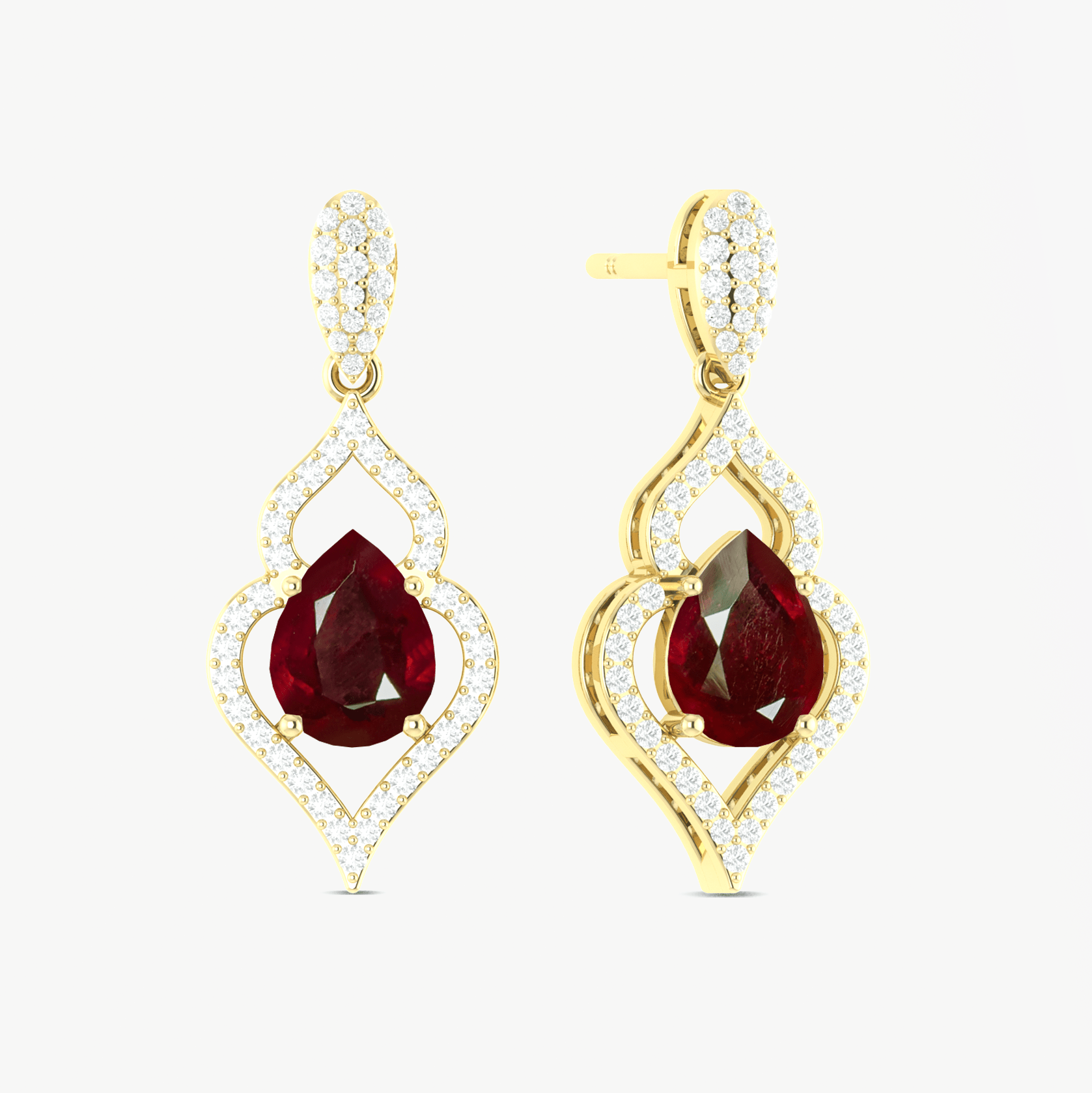 Red Ruby Gemstone Stylish Stud and Drop Earring - Goodstone Jewels