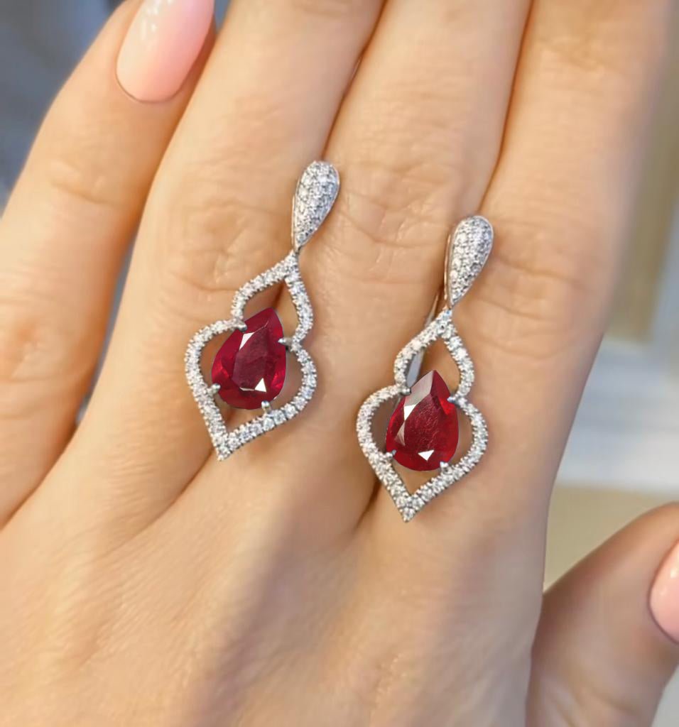 Red Ruby Gemstone Stylish Stud and Drop Earring - Goodstone Jewels