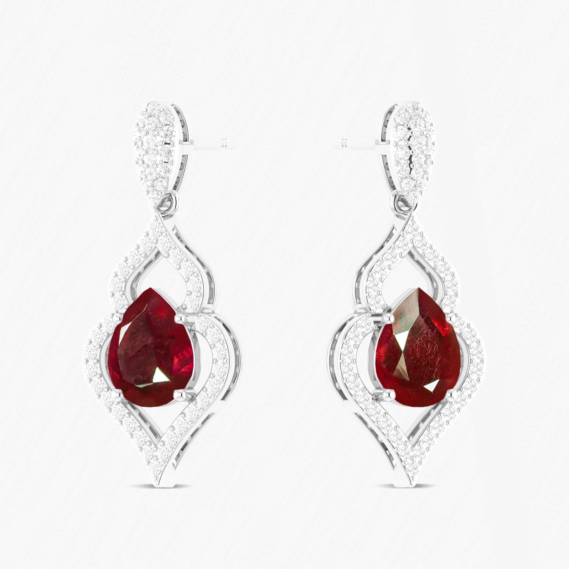 Red Ruby Gemstone Stylish Stud and Drop Earring - Goodstone Jewels