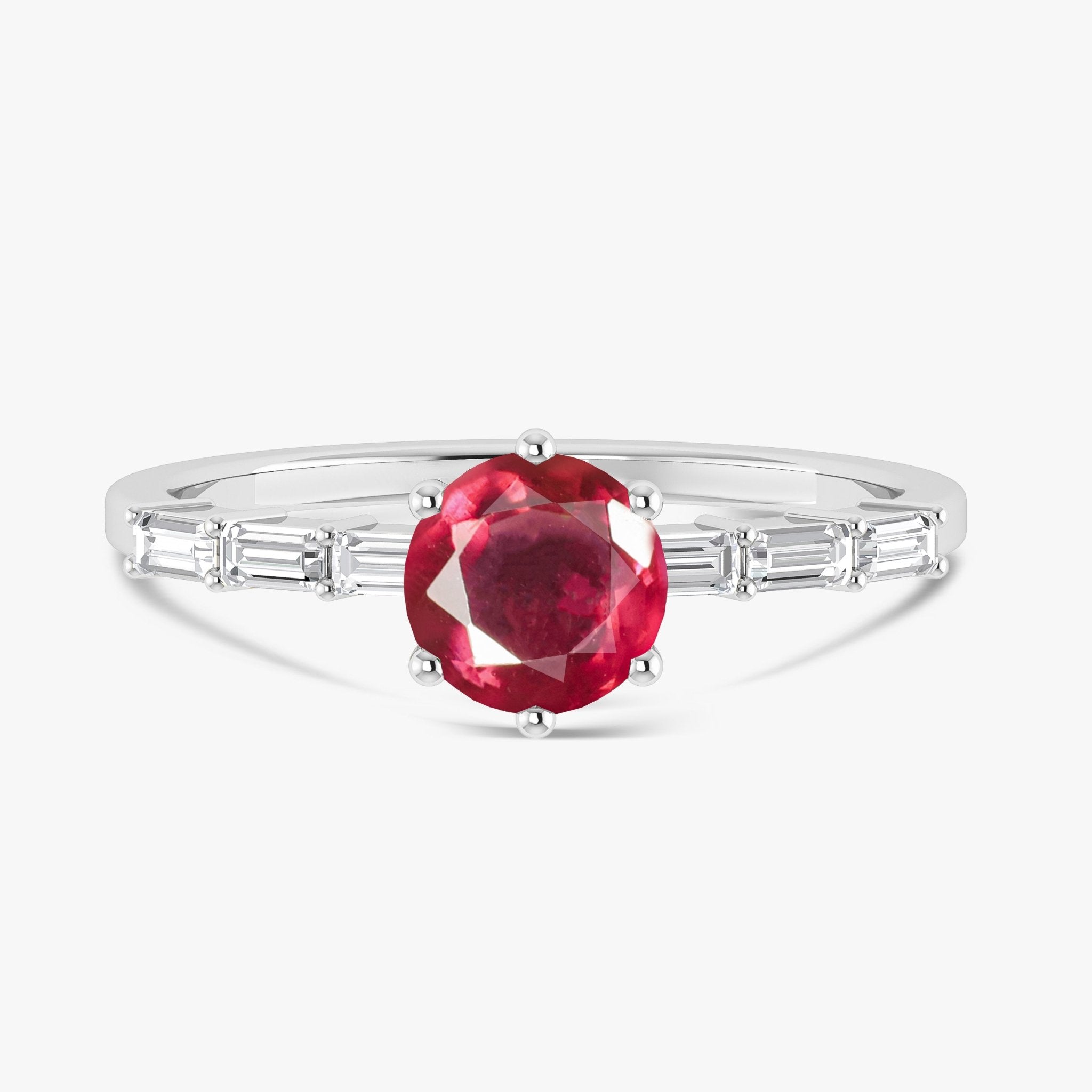 Red Ruby Seven Stone Design Ring - Goodstone Jewels