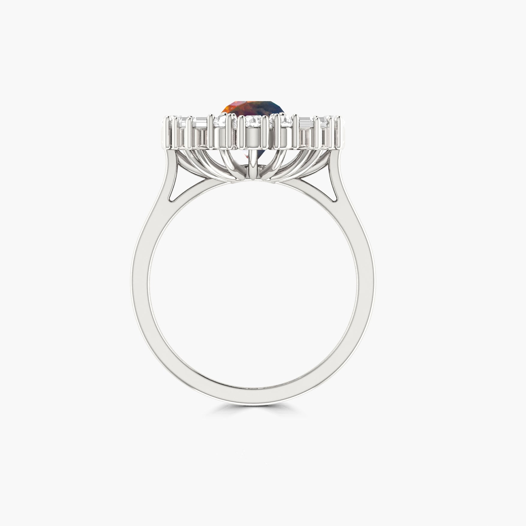 Round Black Rainbow fire Ethiopian opal wedding ring - Goodstone Jewels