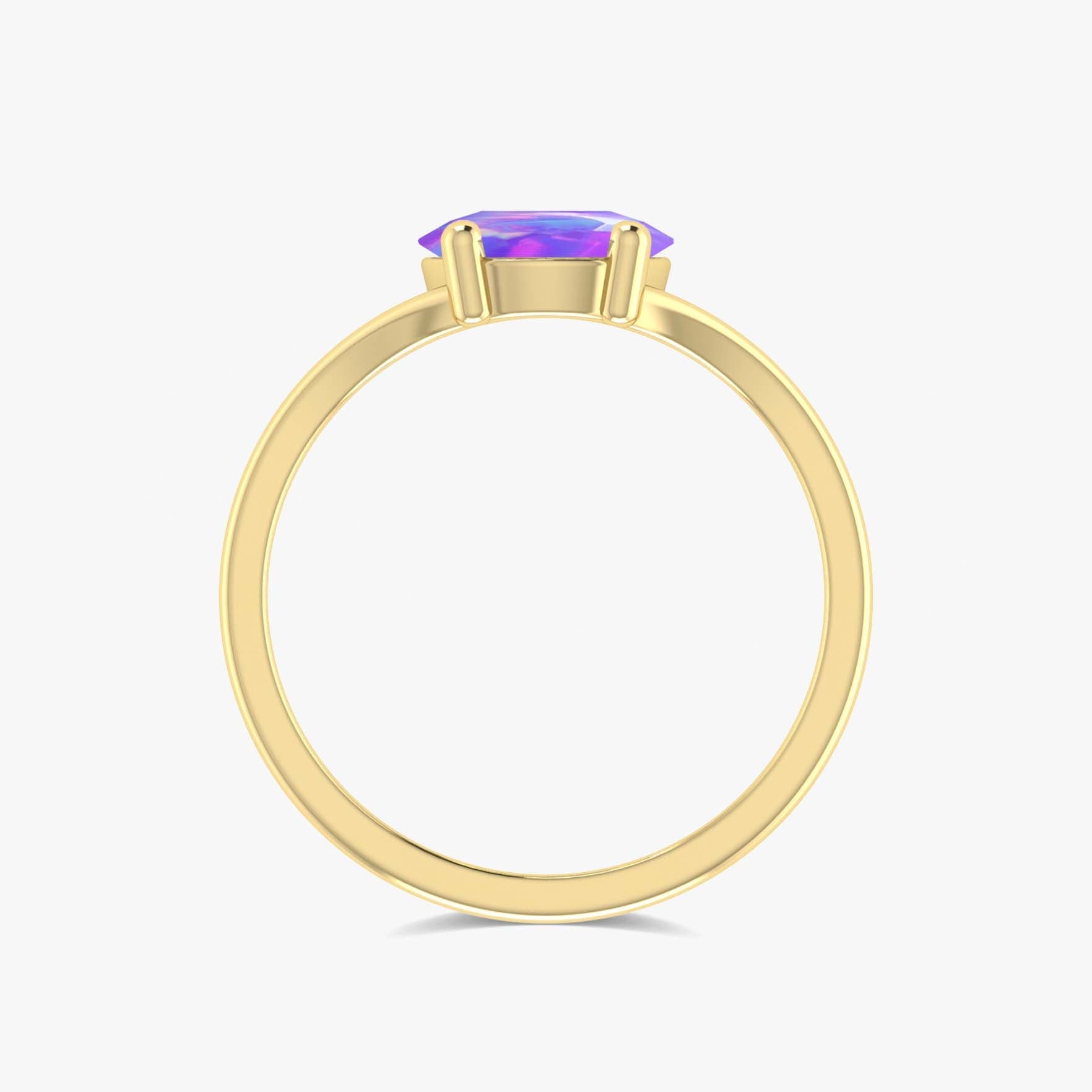 Round Faceted Lavender Opal Stone Statement Ring - Goodstone Jewels