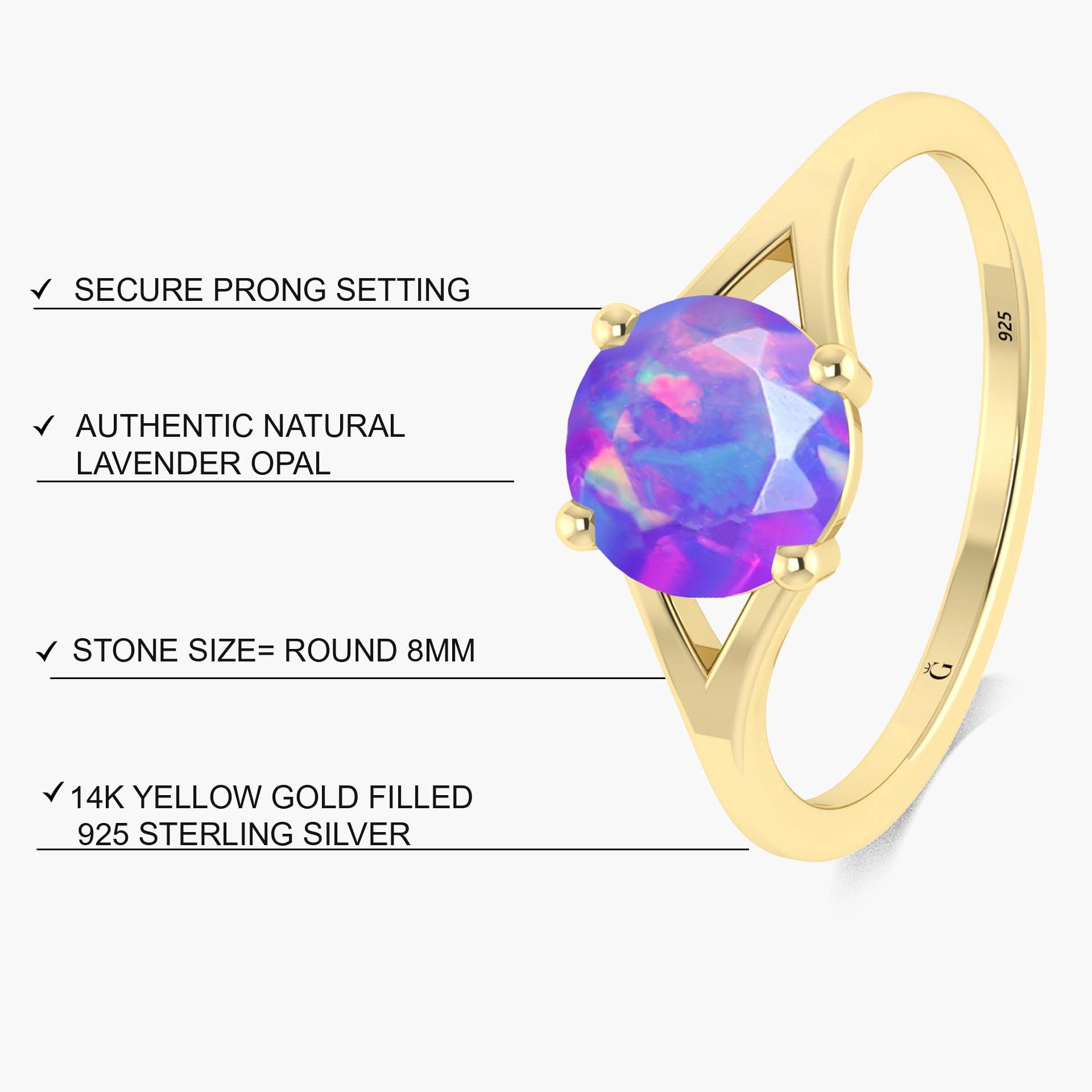 Round Faceted Lavender Opal Stone Statement Ring - Goodstone Jewels
