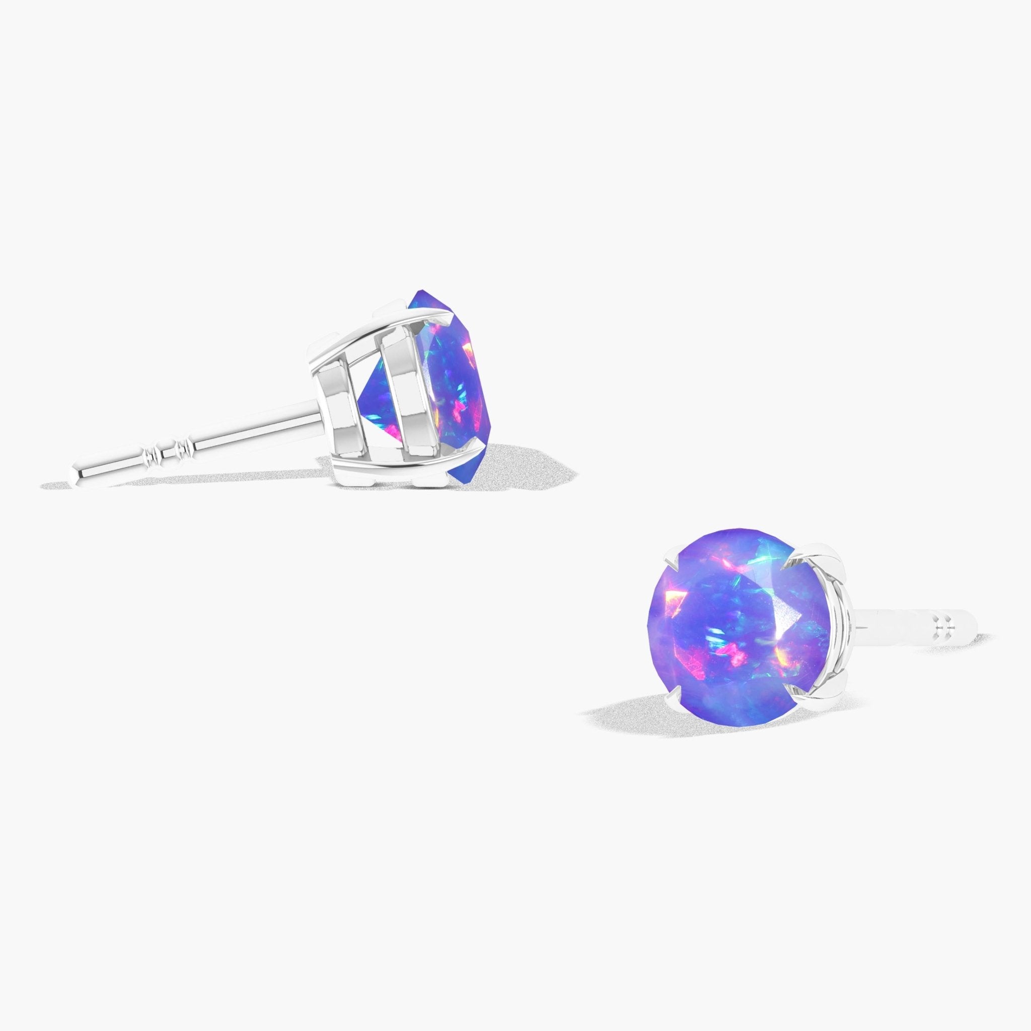 Round Lavender Opal Gemstone Simple Stud Earring - Goodstone Jewels
