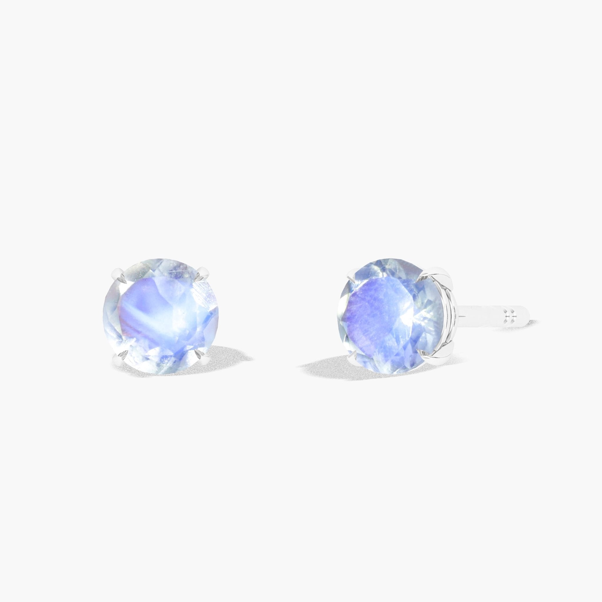 Round Rainbow Moonstone Simple Stud Earring - Goodstone Jewels