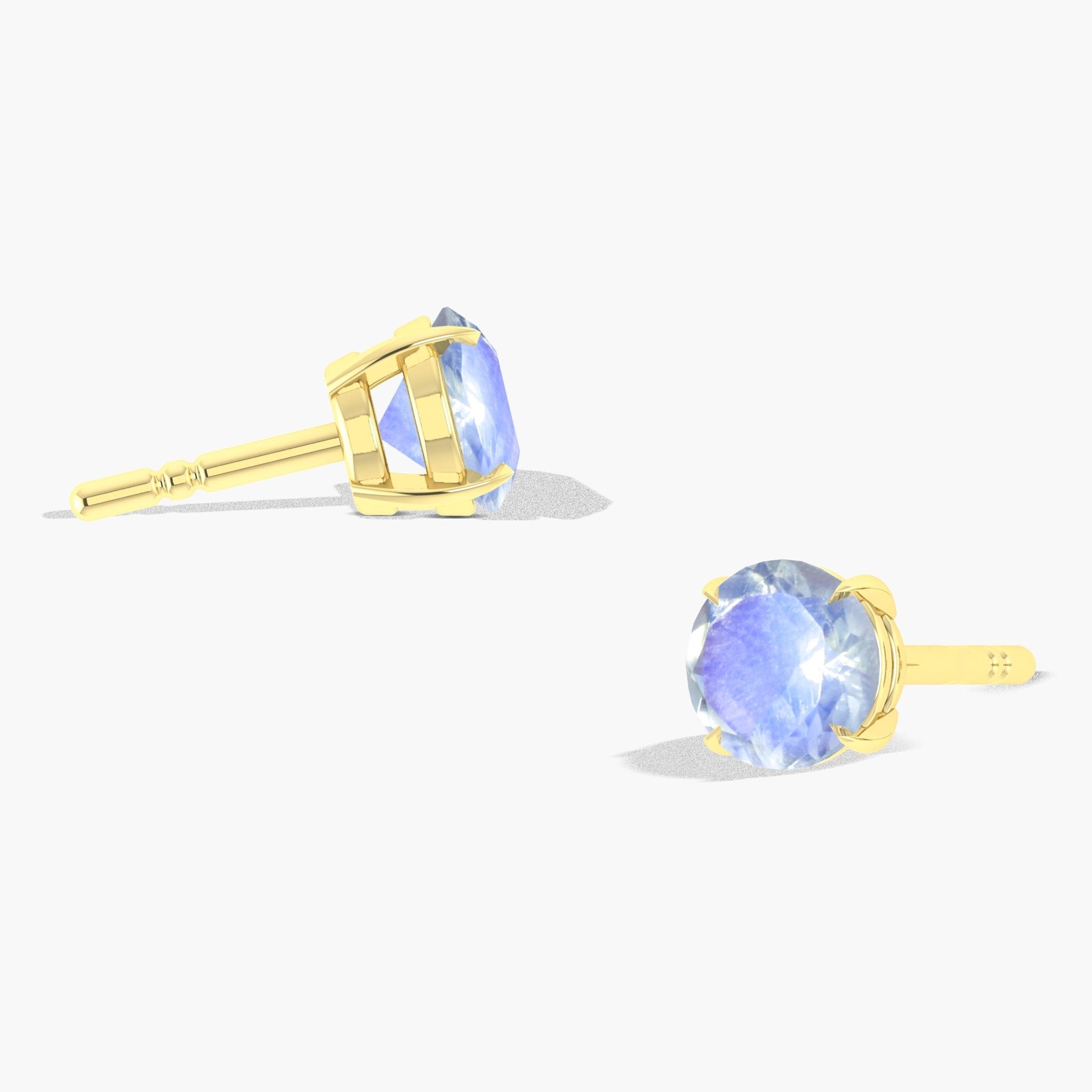Round Rainbow Moonstone Simple Stud Earring - Goodstone Jewels