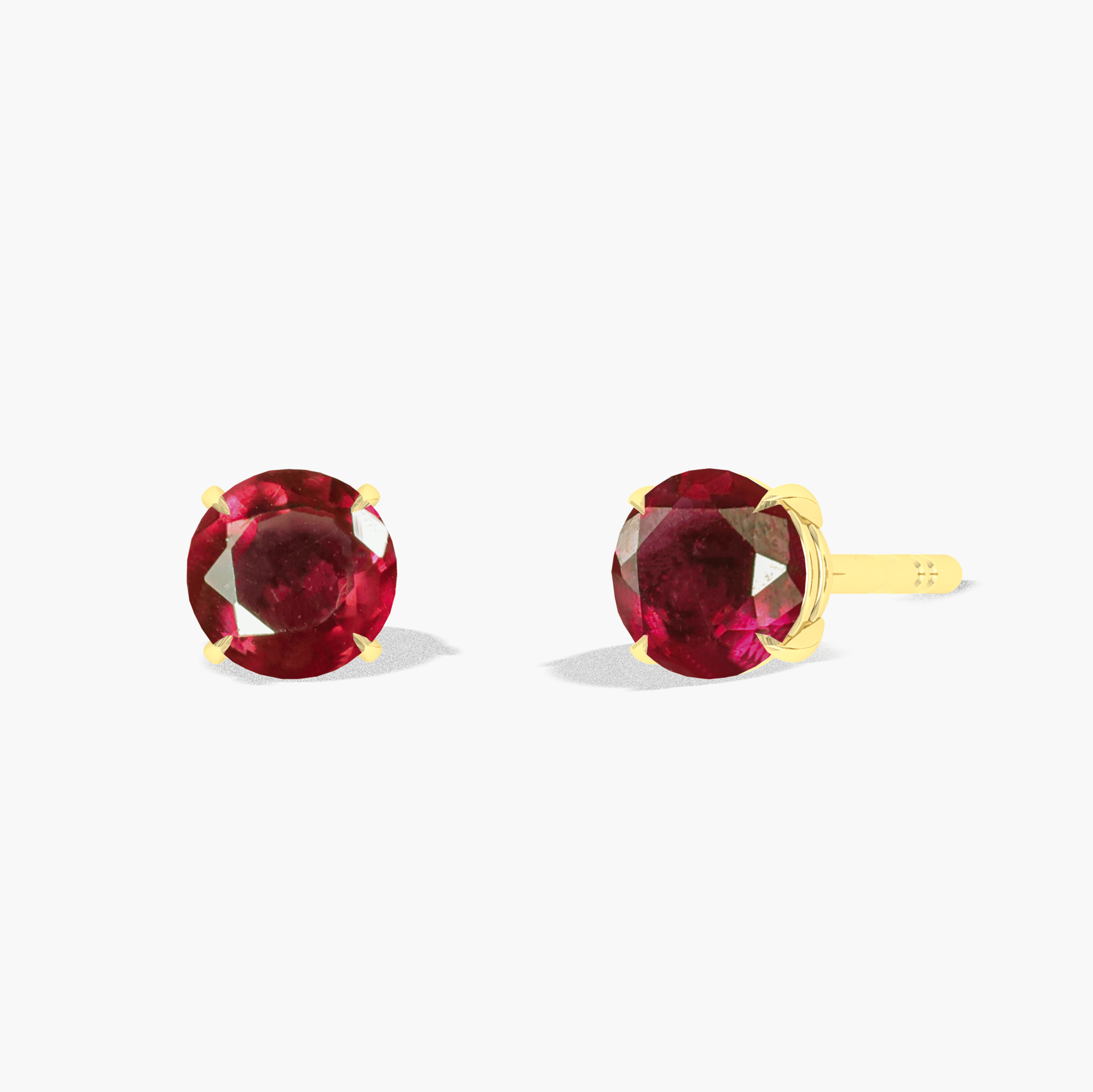 Round Red Ruby Gemstone Simple Stud Earring - Goodstone Jewels