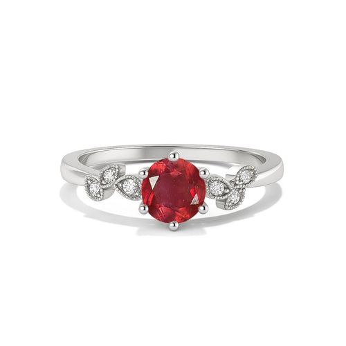 Ruby Zirconia Engagement Ring - Solitaire Style