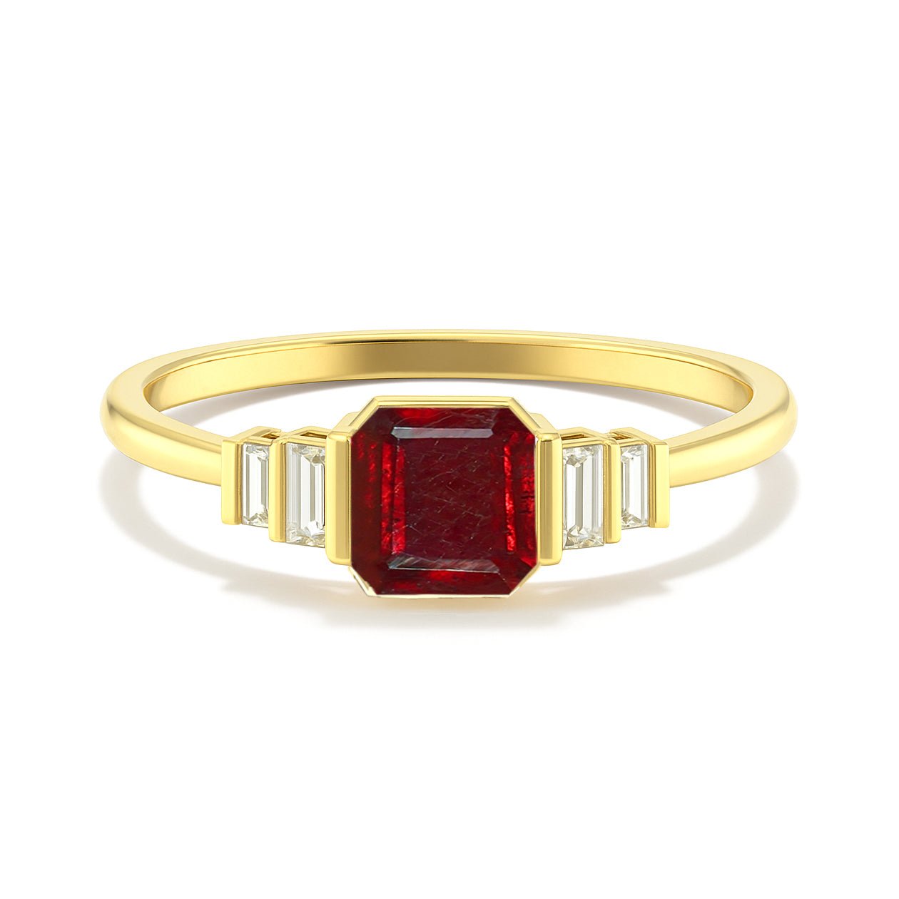 Ruby Stackable Ring in Sterling Silver & Gold Plated October Birthstone - Goodstone Jewels