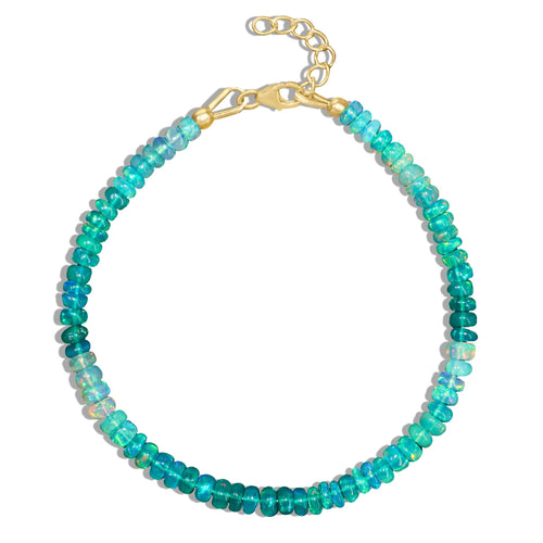Shaded Plain Beaded Bracelet 4-5MM Natural Green Opal