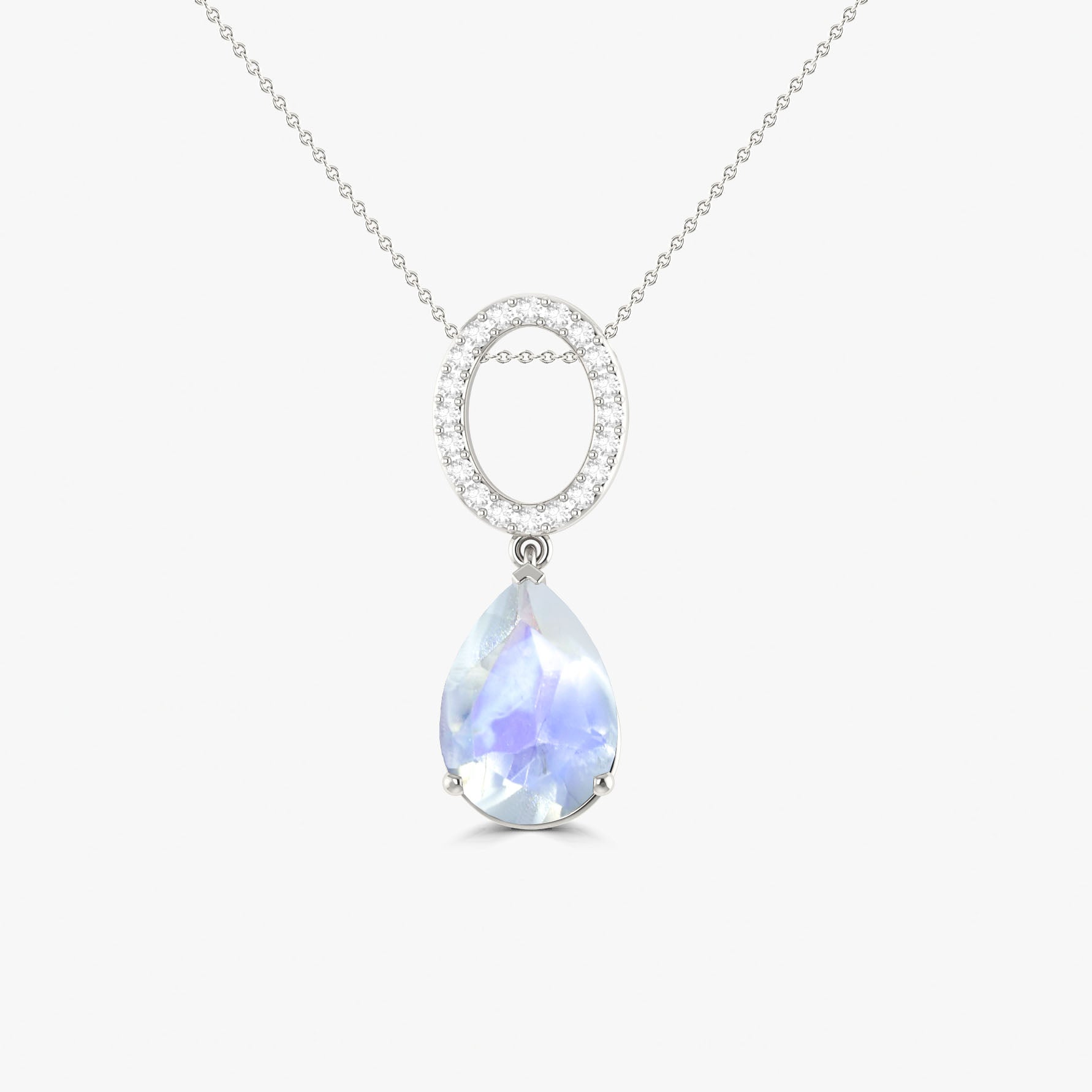 Single Pear Stone Drop Chain Pendant Necklace Natural Moonstone - Goodstone Jewels