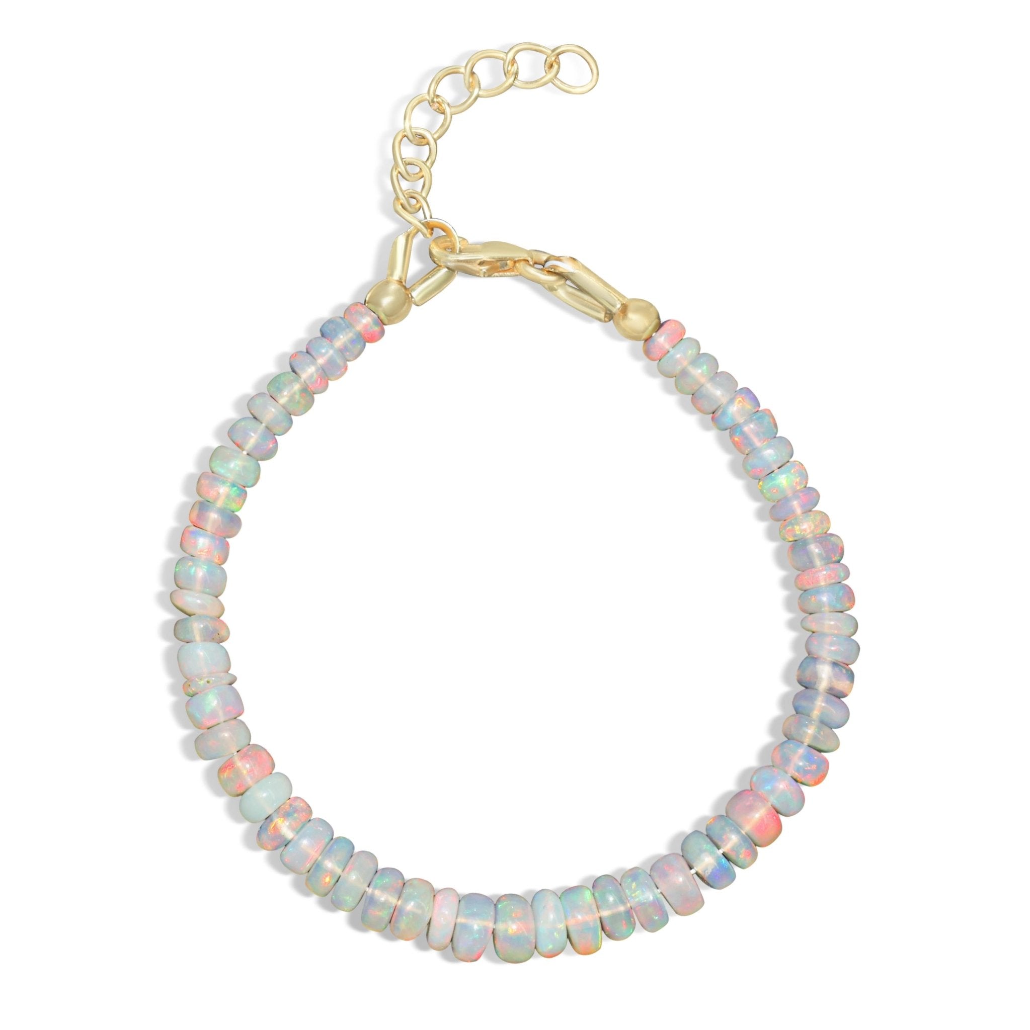 Smooth Gold Filled White Opal Beads Bracelet - Goodstone Jewels
