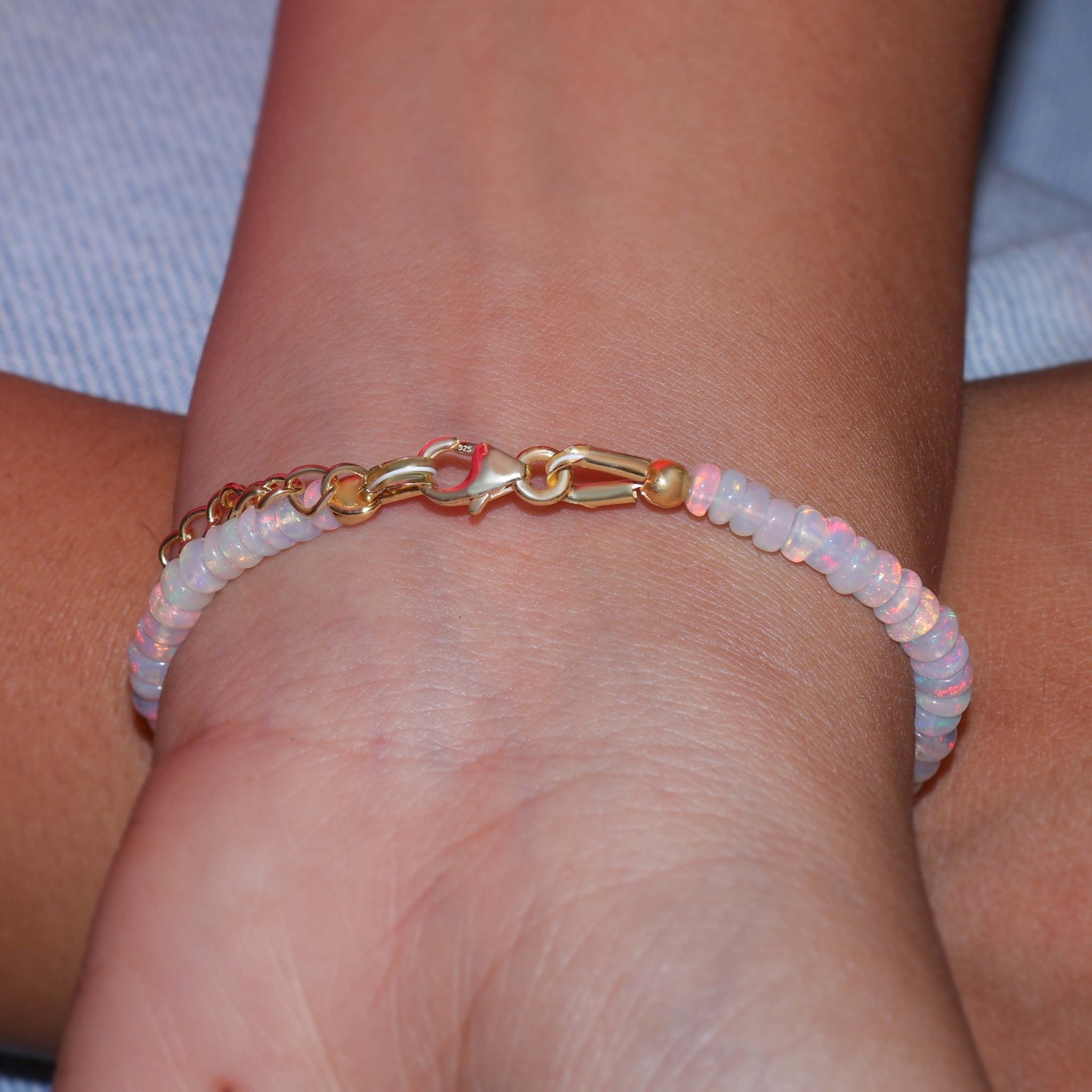 Smooth Gold Filled White Opal Beads Bracelet - Goodstone Jewels