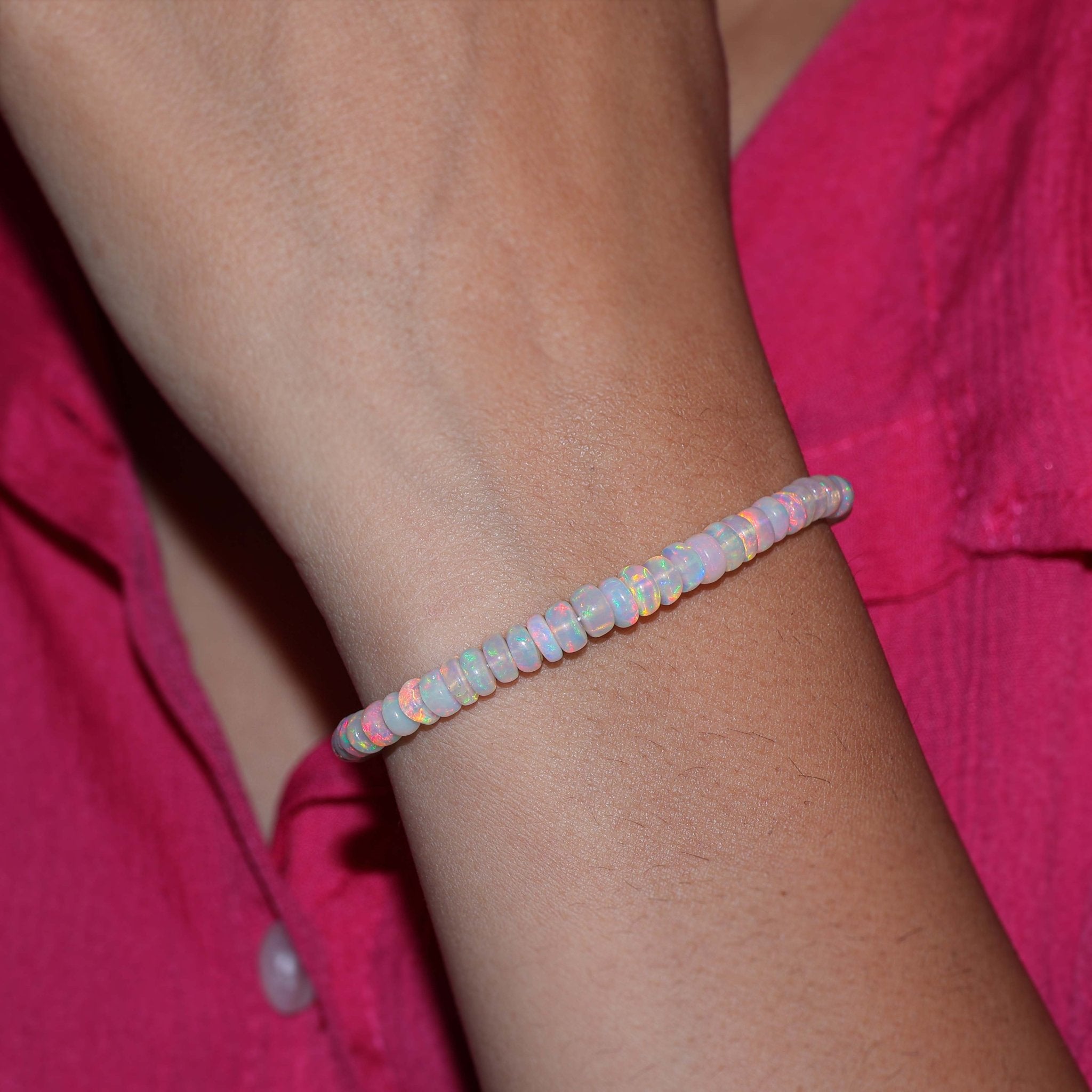 Smooth Gold Filled White Opal Beads Bracelet - Goodstone Jewels