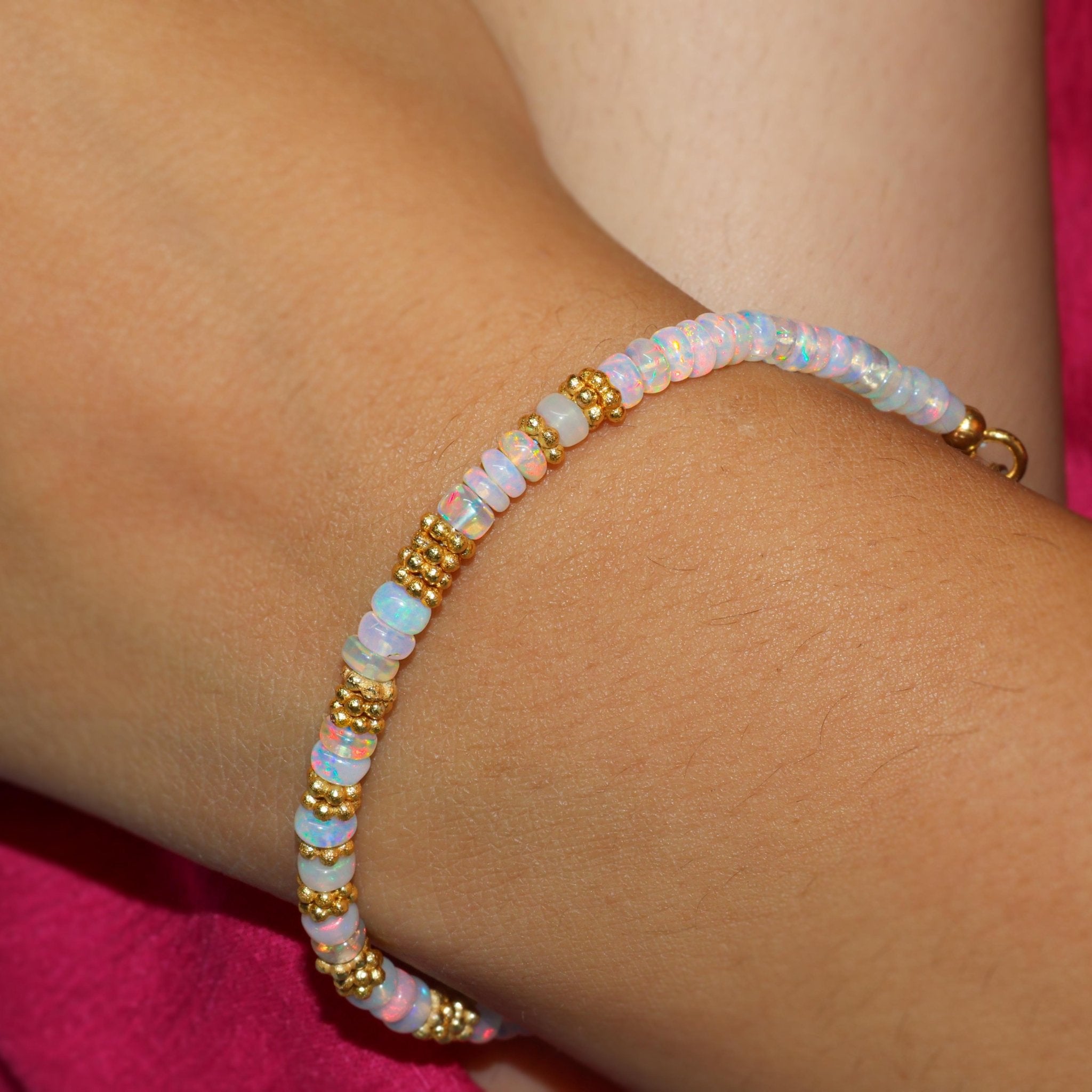 Smooth Rondell opal beaded bracelet for women - Goodstone Jewels