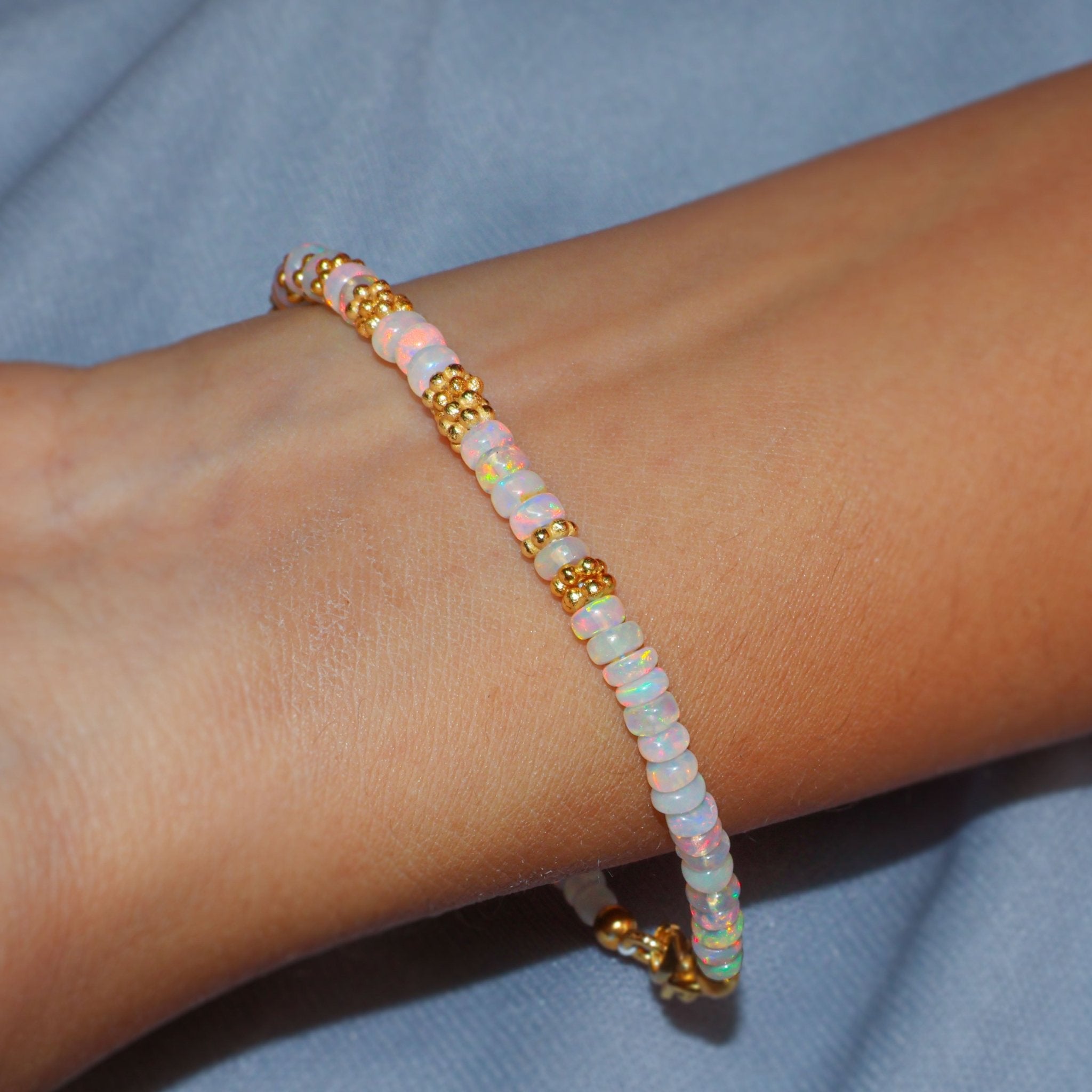 Smooth Rondell opal beaded bracelet for women - Goodstone Jewels