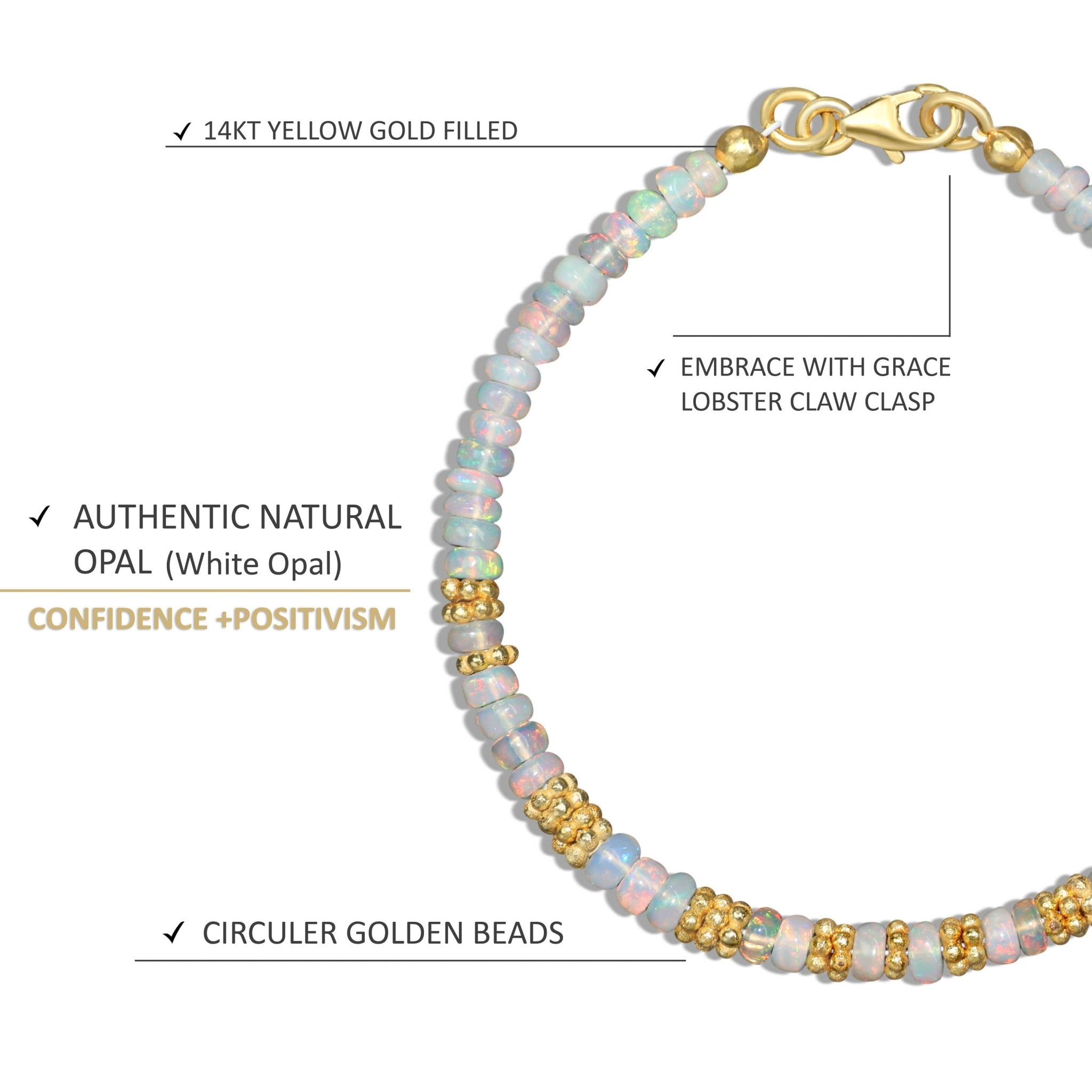 Smooth Rondell opal beaded bracelet for women - Goodstone Jewels