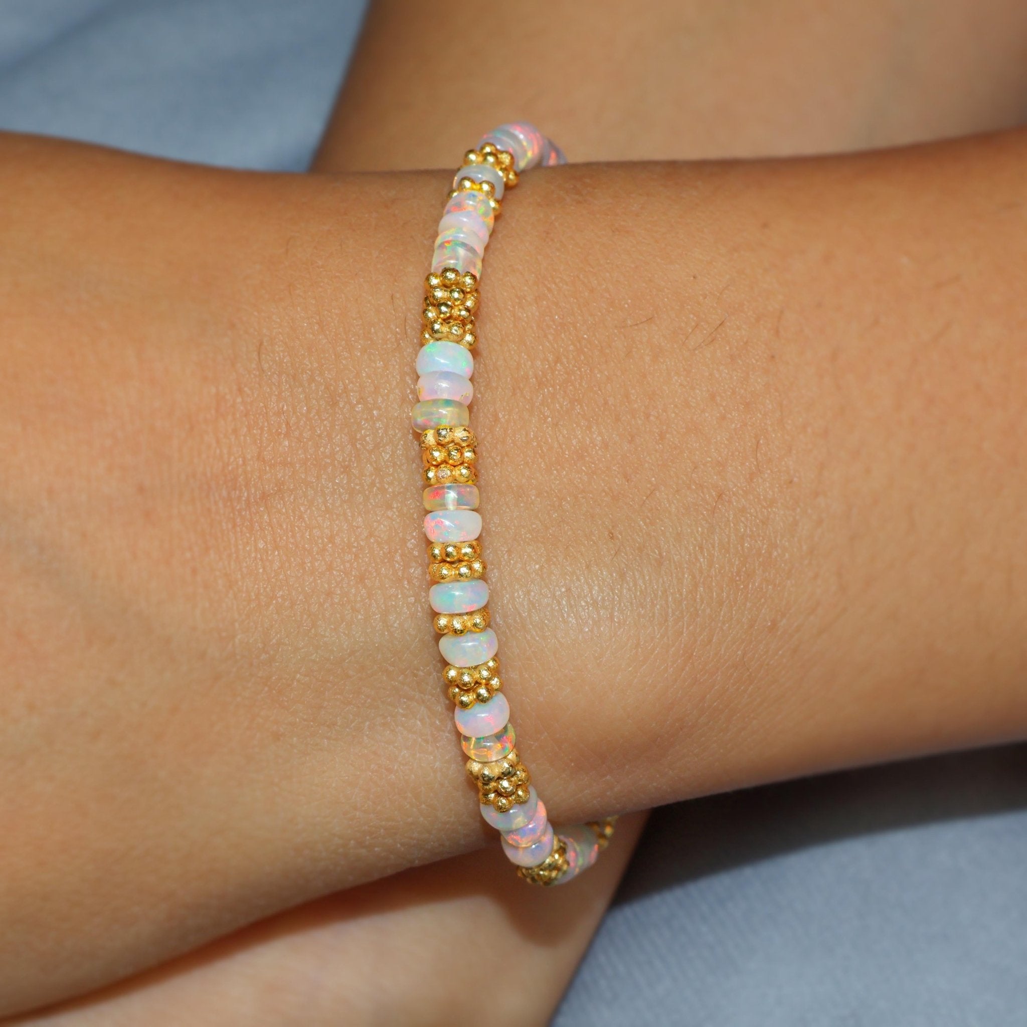 Smooth Rondell opal beaded bracelet for women - Goodstone Jewels