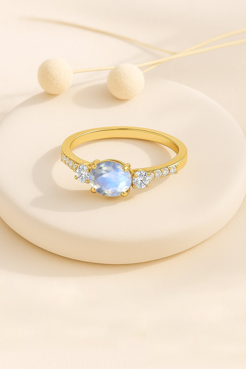 Statement Birthstone Ring with Natural Moonstone Faceted Stone - Goodstone Jewels
