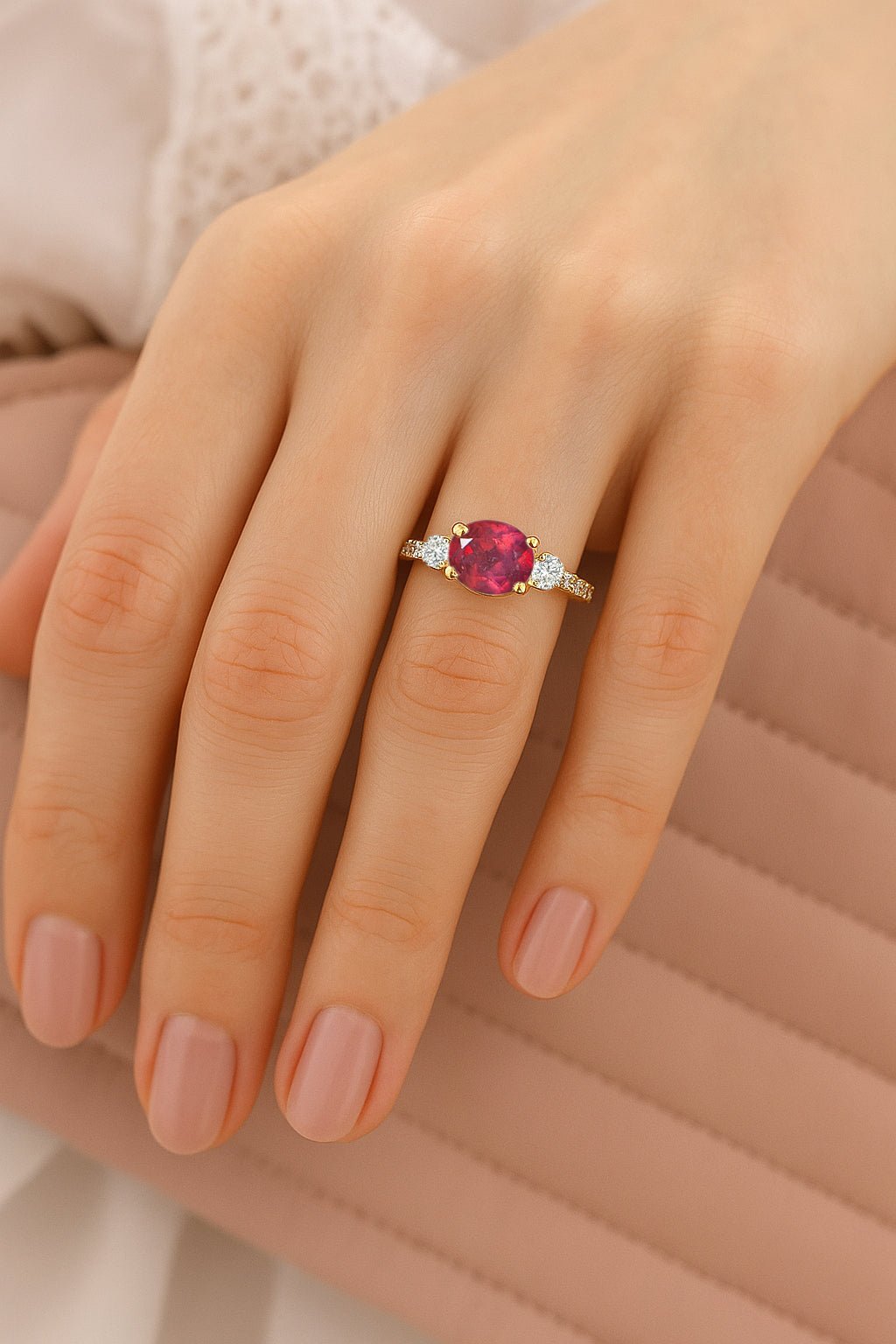 Statement Birthstone Ring with Natural Ruby Faceted Stone - Goodstone Jewels