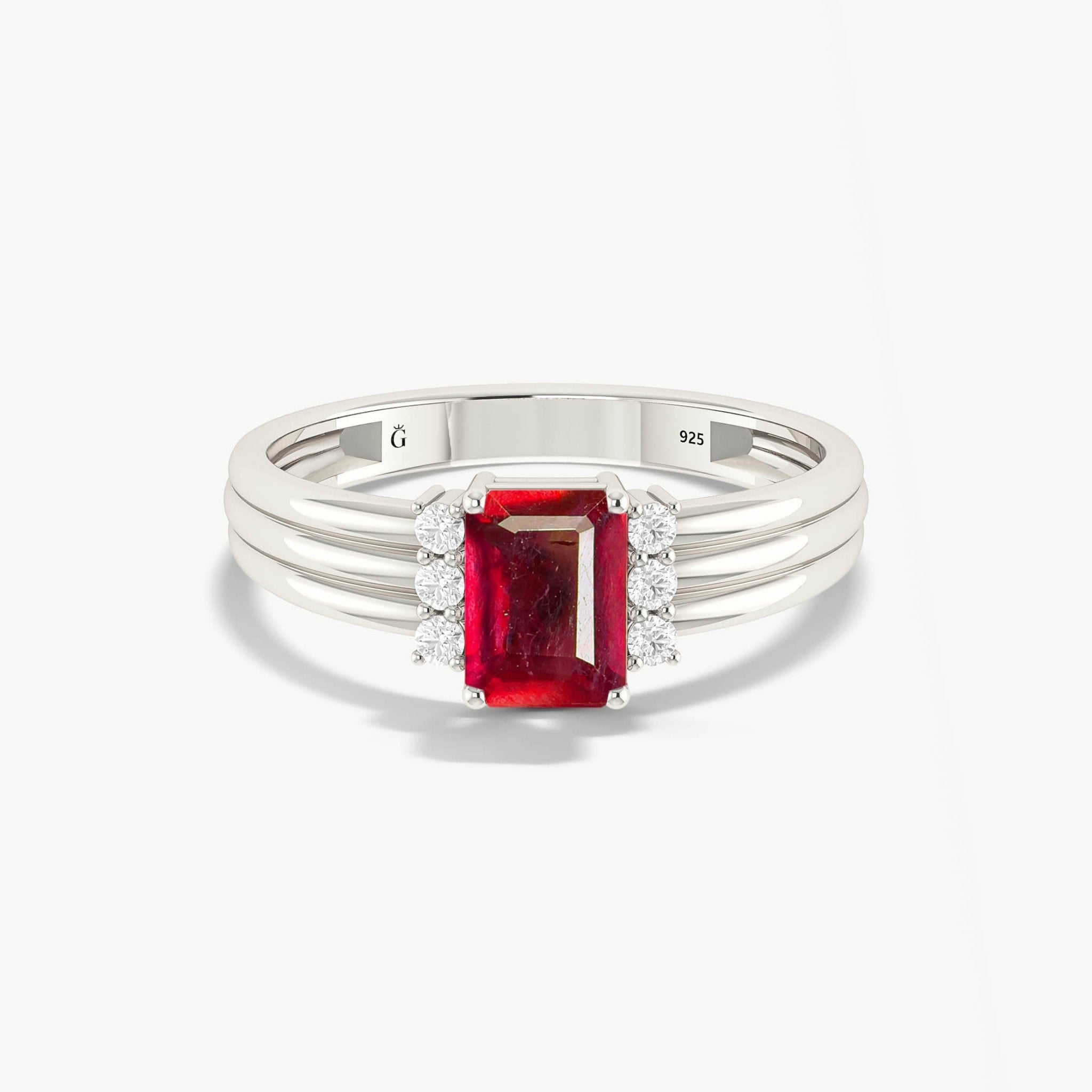 Sterling Silver or Gold Vermeil Authentic Natural Ruby wedding Ring - Goodstone Jewels